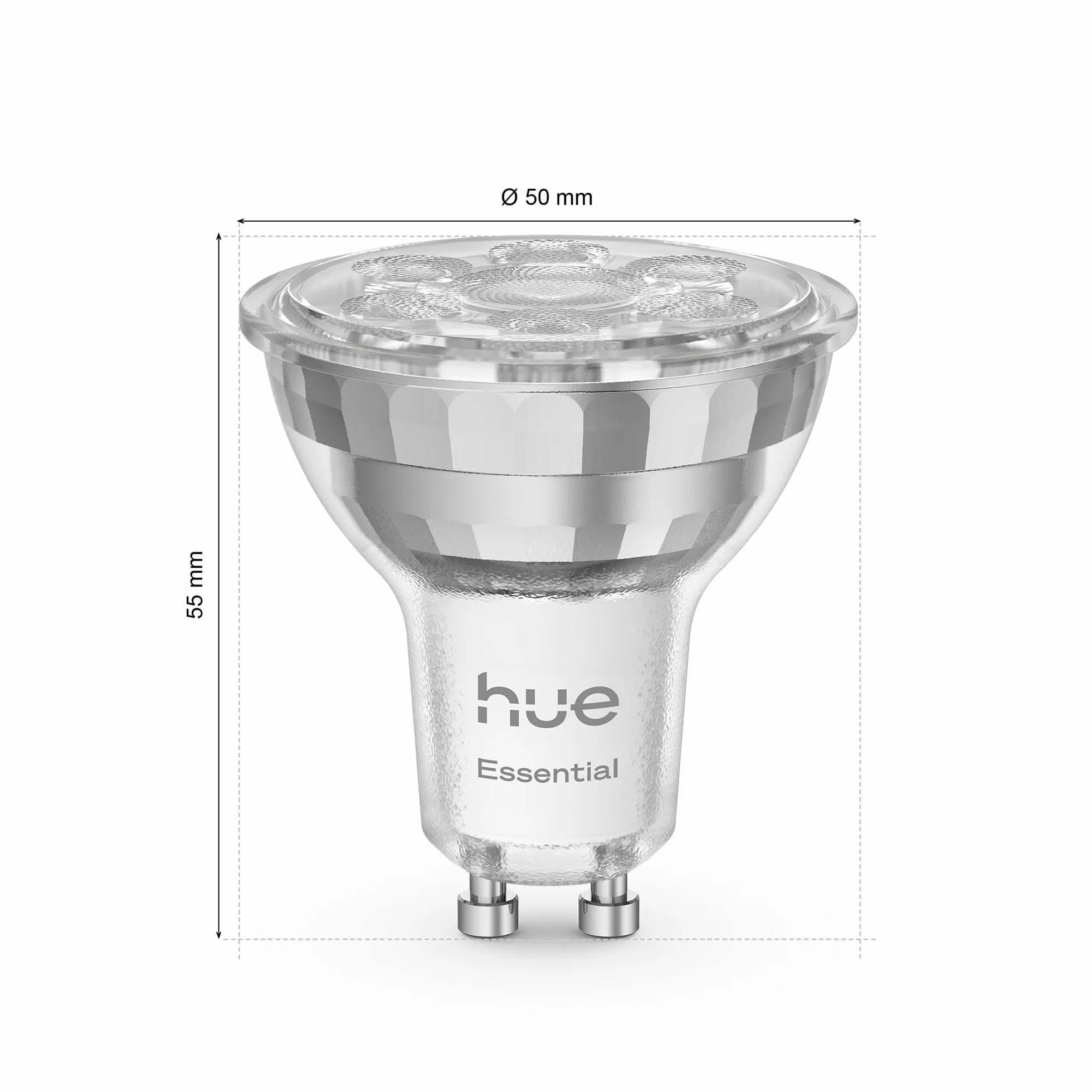Żarówka Philips Hue Essential Smart LED – żar. punktowa GU10, White and Color Ambiance, 4,7 W, 2200K–6500K, 345 lumenów, przyciemnianie, działa z Alexą, Asystentem Google i Apple Home, op. 4 szt.