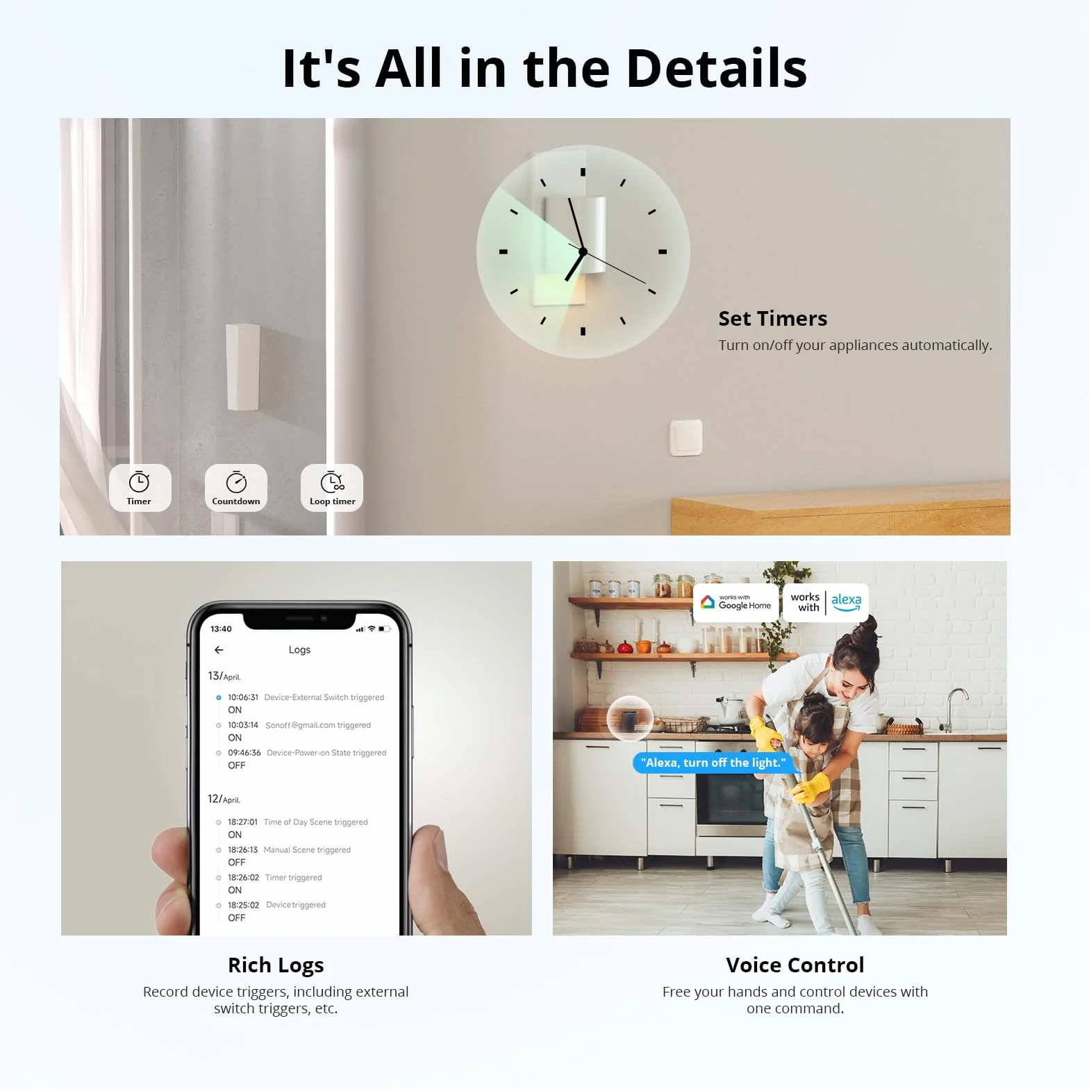 SONOFF MINIR4M inteligentny przełącznik WiFi, 2-drożny – przełącznik światła Wi-Fi, moduł obsługujący matę, współpracuje z Apple Home, Alexa i Google Home, pilot zdalnego sterowania za pomocą