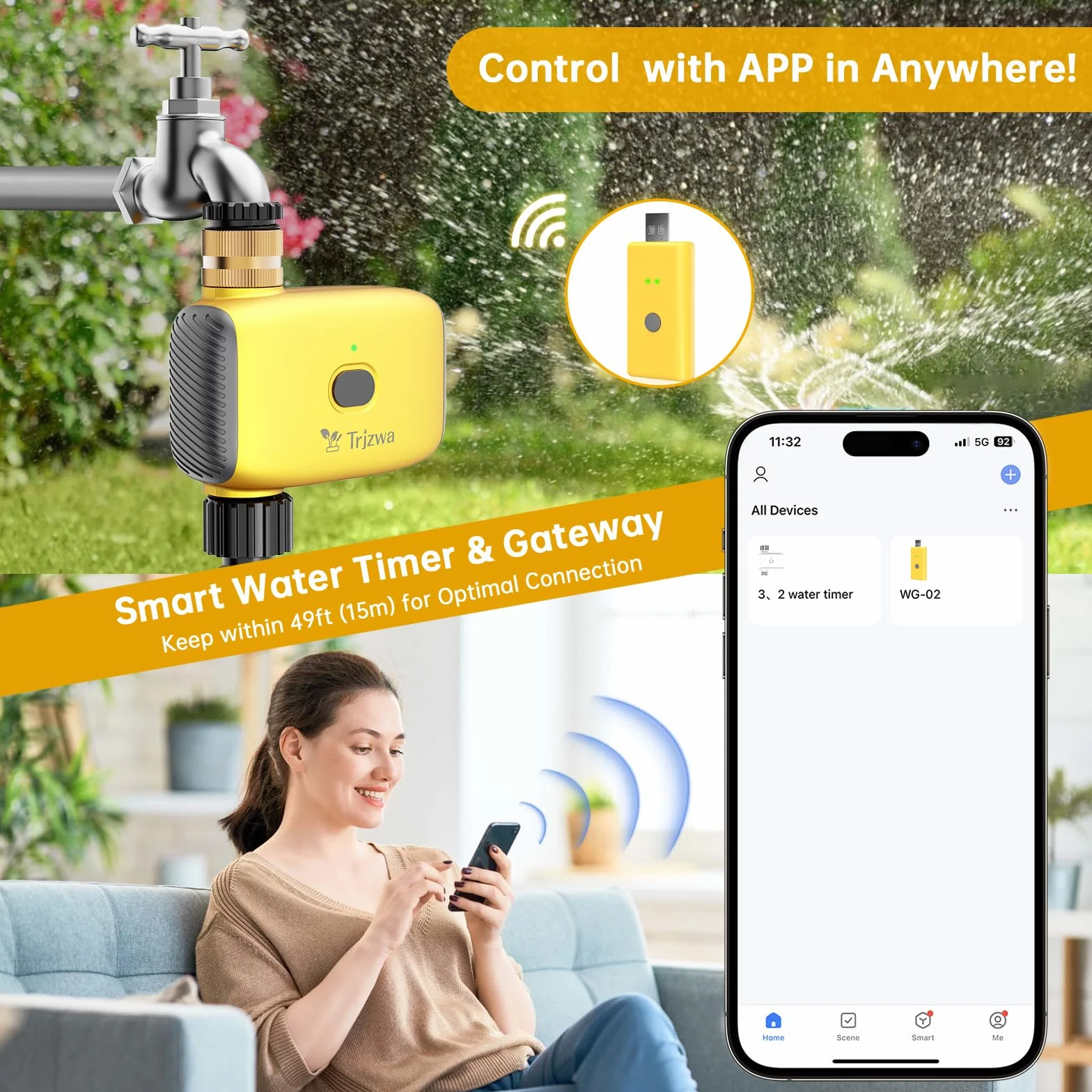 Zestaw Timer Nawadniania WiFi, Kompatybilny z Alexa i Google Home, Automatyczny System Nawadniania