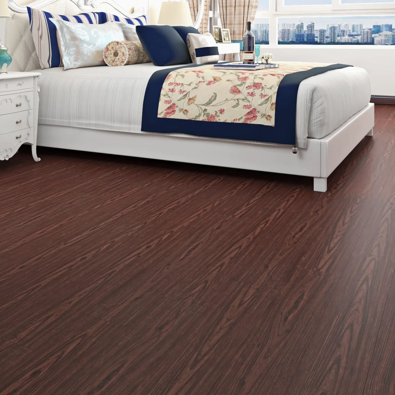 Livelynine Podłoga winylowa Samoprzylepna optyka drewna Mahogany PVC Podłoga Samoprzylepna Optyka drewna Retro 90x15CM Płytki PVC Samoprzylepna Kuchnia Łazienka Wodoodporne klejące Schody 4-płytki