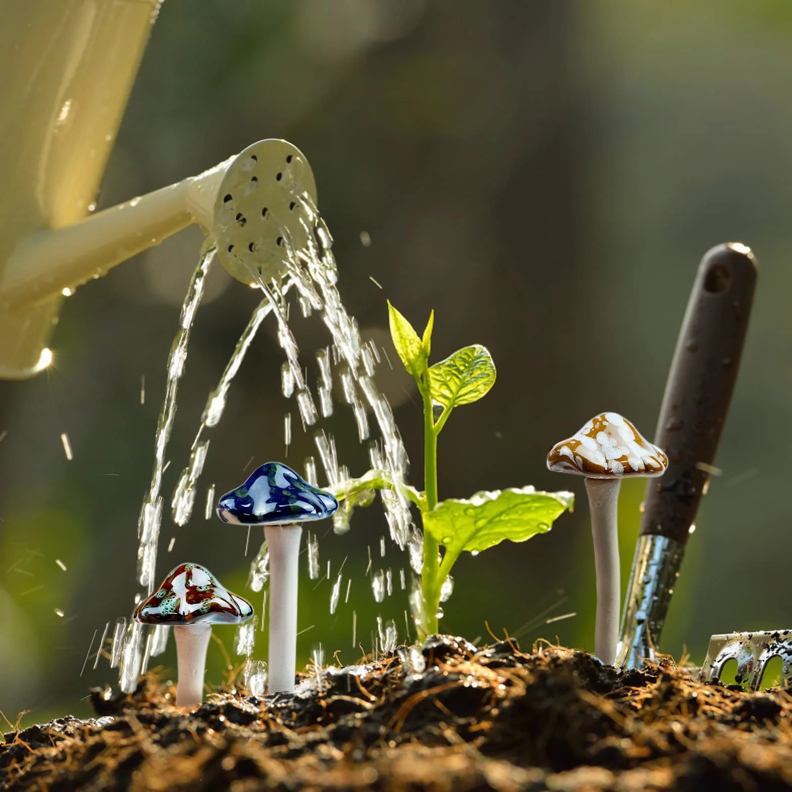 Ceramiczne grzyby ogrodowe muchomor dekoracja doniczek Fairy Garden 5 sztuk