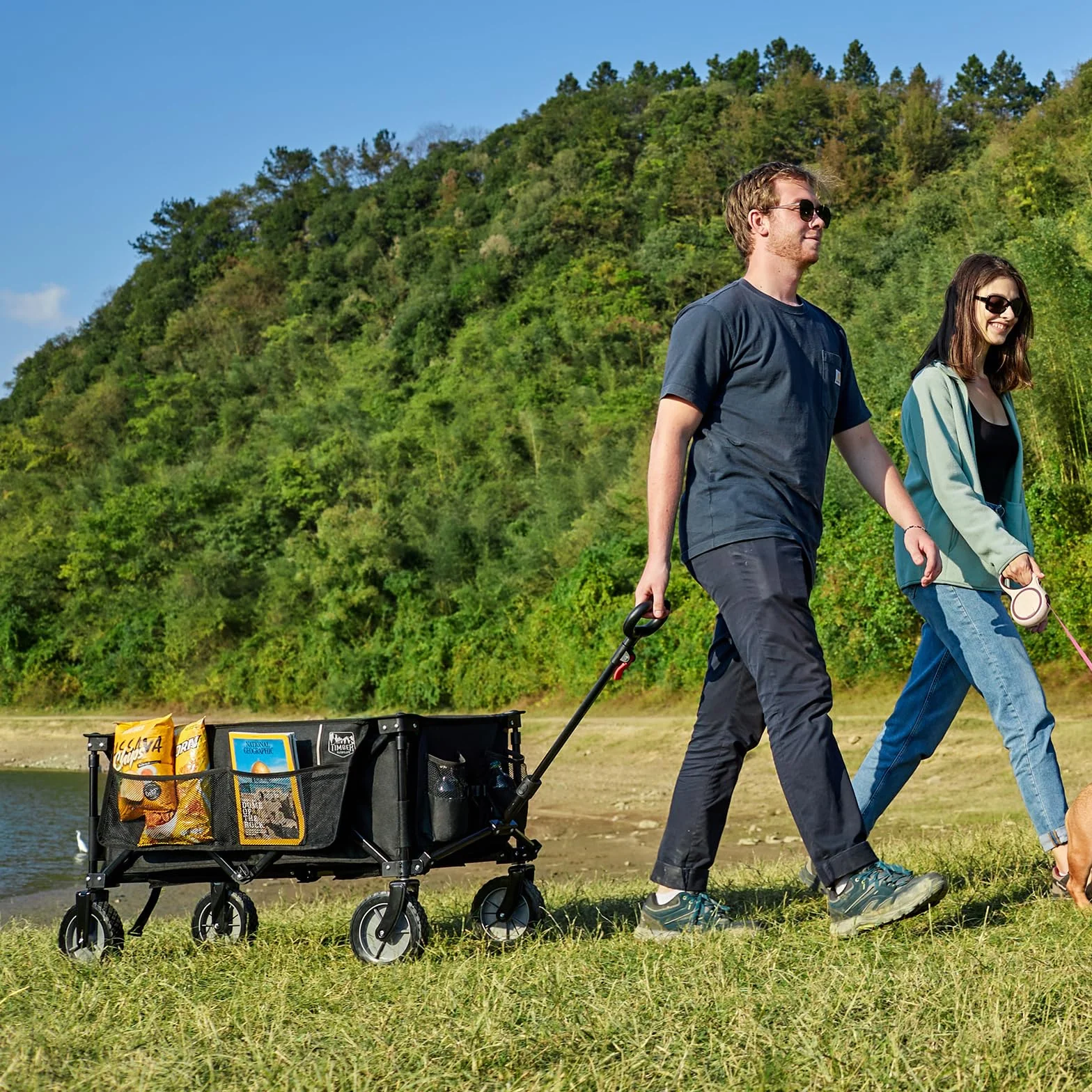 TIMBER RIDGE Składany wózek plażowy z boczną kieszenią, nośność 100 kg