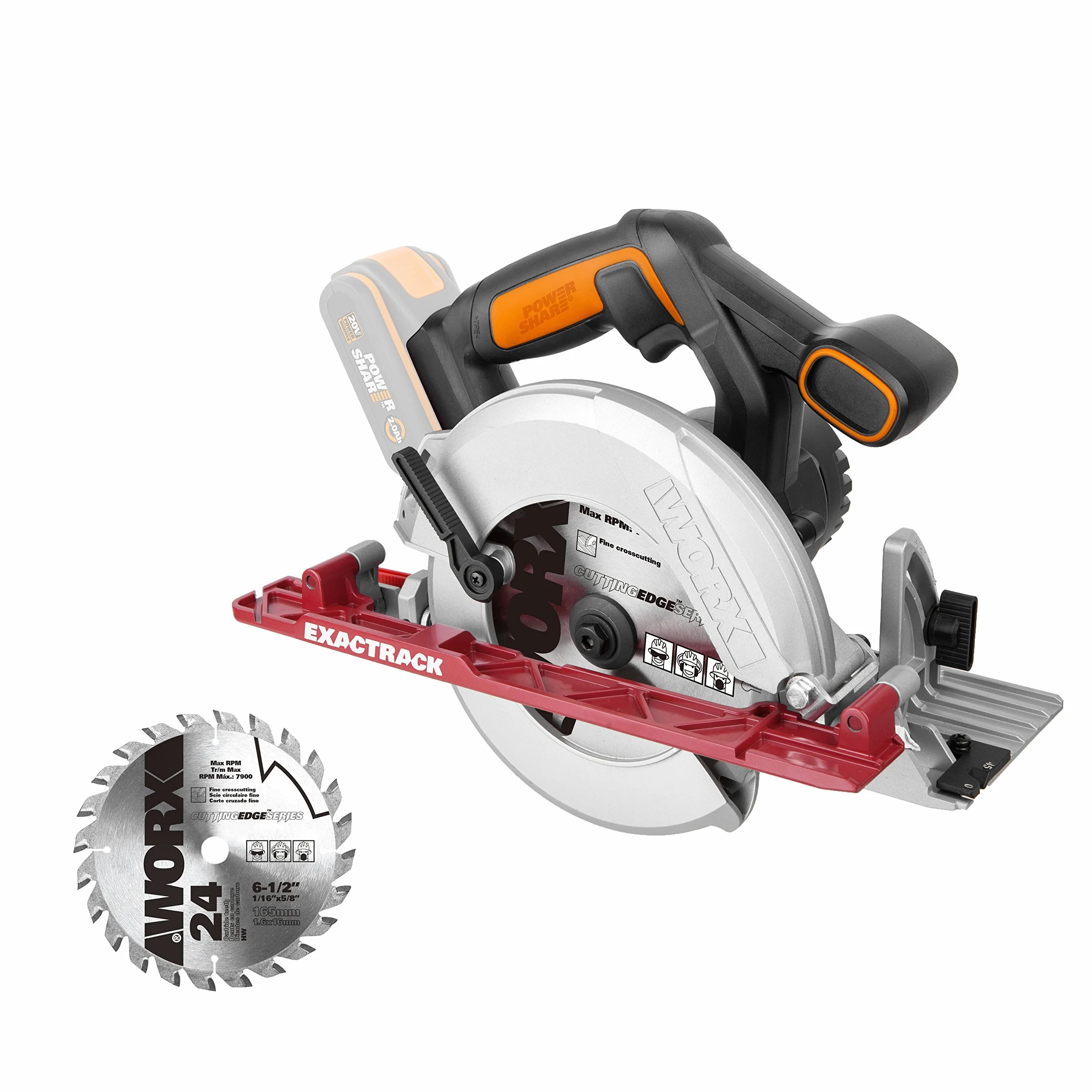 WORX WX530.9 EXACTRACK 18V 20V MAX akumulatorowa piła tarczowa - (tylko narzędzie - bateria i ładowarka sprzedawane oddzielnie)