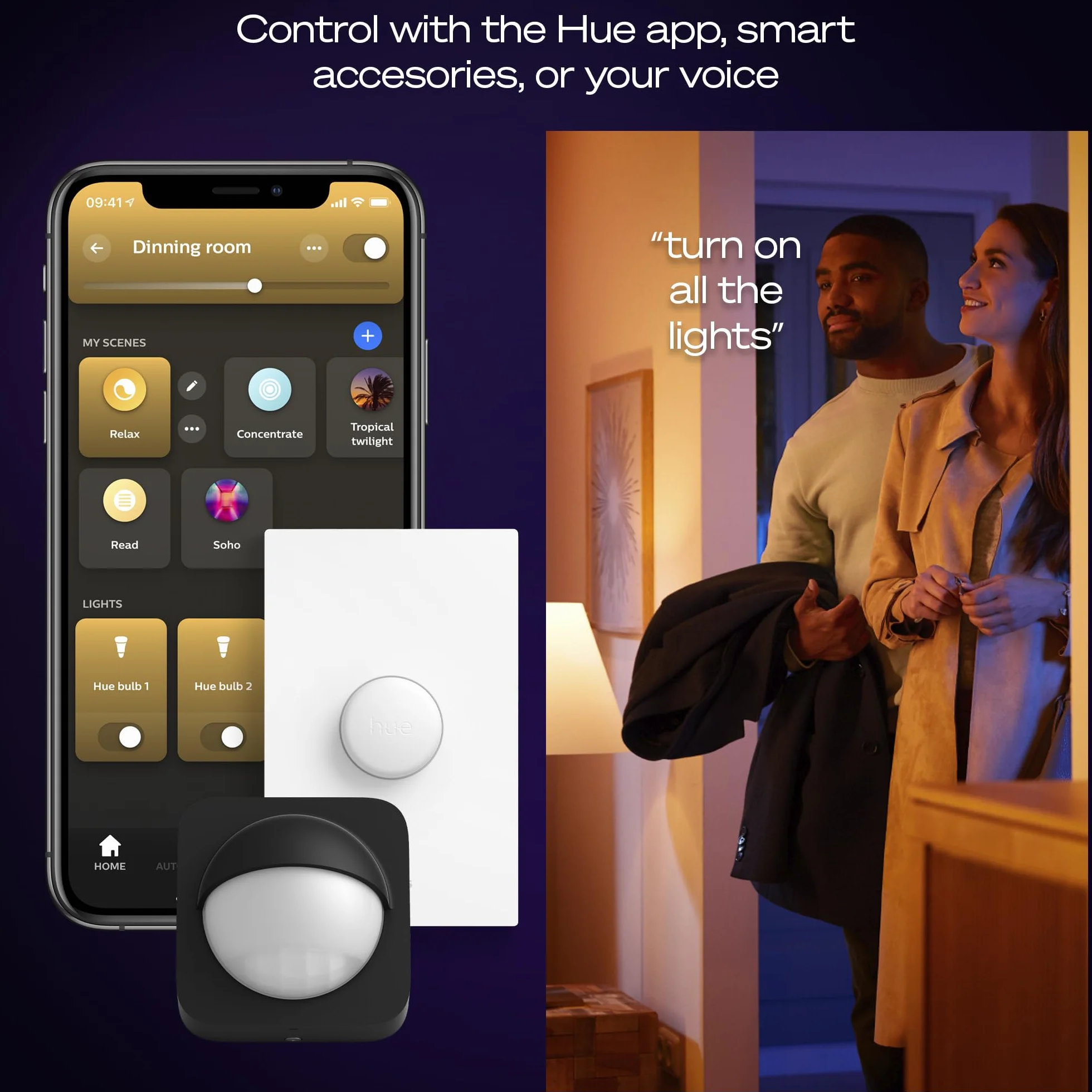 Philips Hue Devote inteligentny panel LED, Białe i Kolorowe Światło (Ambiance), Okrągły 30 cm, Biała Ramka do Wewnętrznego Oświetlenia Domu, Sufitu, Salonu, Kuchni, Przedpokoju, Zestaw 2 szt.