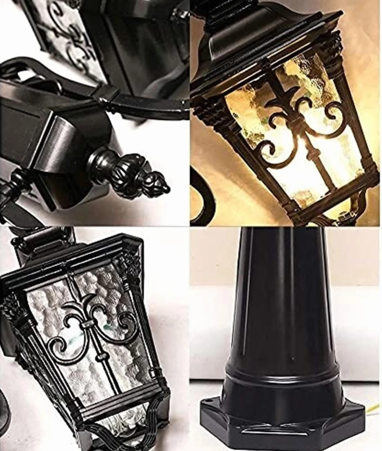 Lampy Solarne Na Słupku, Zewnętrzne Lampy Ogrodowe, 2-Punktowe, Wiktoriańskie, Zewnętrzne, Vintage, Uliczne, Amerykańskie, Wille Mieszkalne, Krajobraz, Zewnętrzny, W,Black