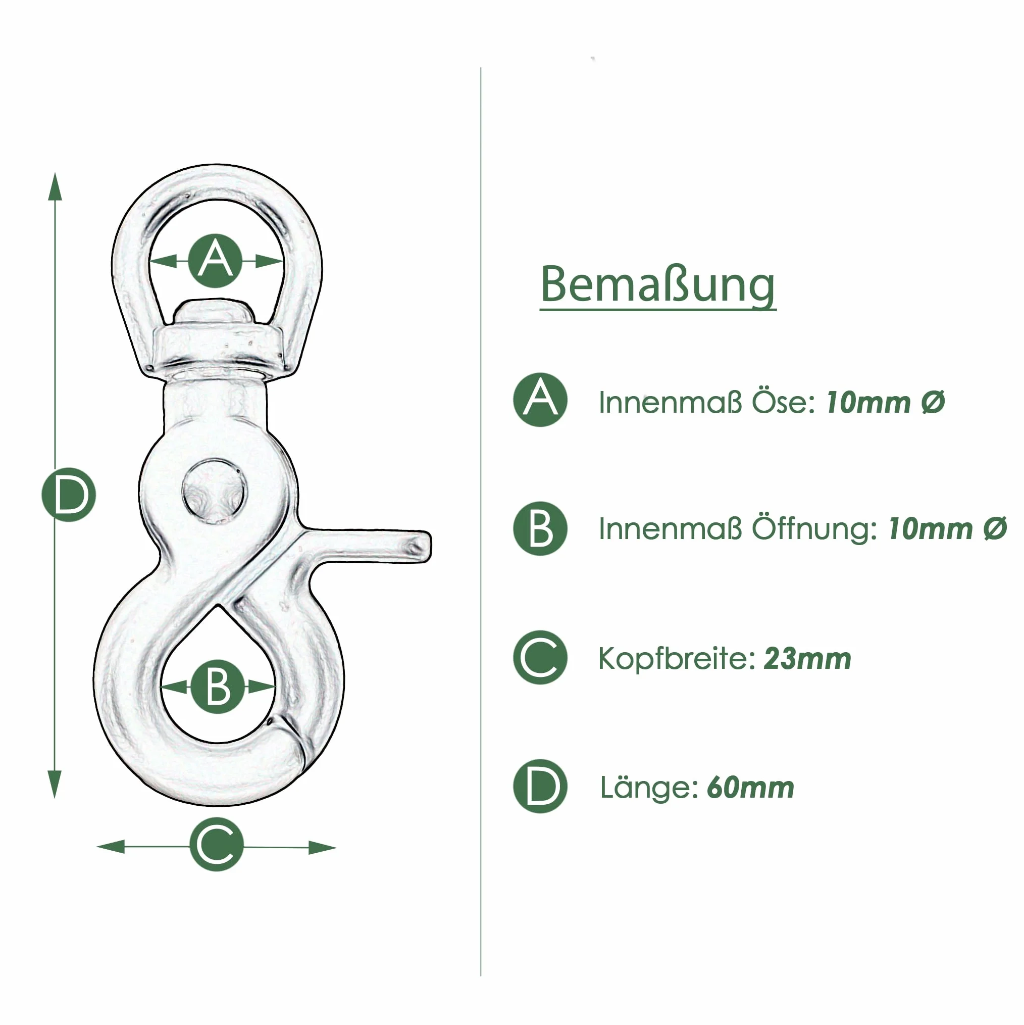 Ganzoo hak karabiner nożycowy z krętlikiem 360° do smyczy dla psa, obroży i taśmy na szyję, do Paracord 550, do zastosowań jak brelok do kluczy, stal stopowa, długość 61 mm, 2 szt., złota optyka