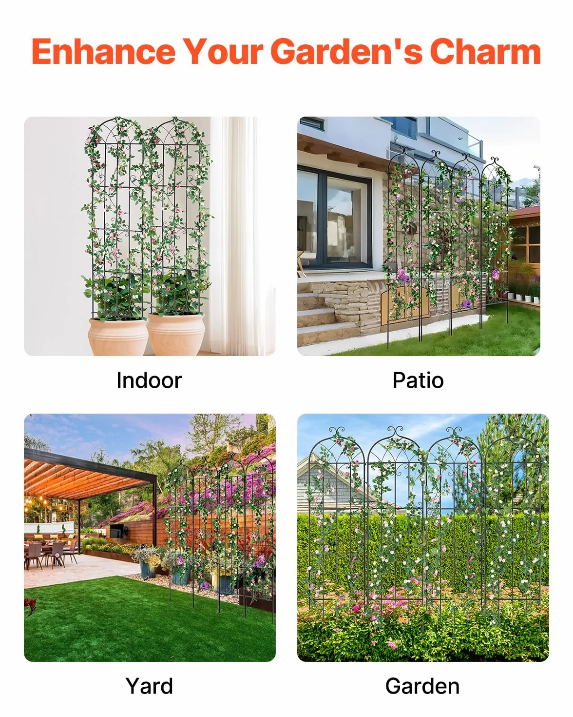 VEVOR Kratownica ogrodowa metalowa nierdzewna 51 x 220 cm 4 sztuki