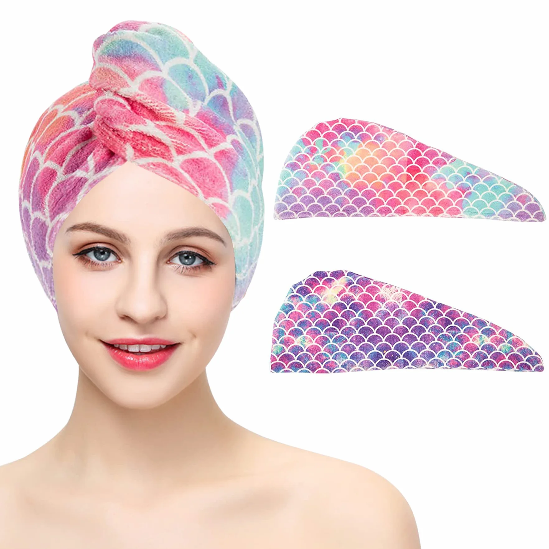 2 opakowania ręczników do suszenia włosów do owijania włosów dla kobiet ręcznik kąpielowy turban do włosów z guzikami super chłonny szybkoschnący chusta na głowę do prostych włosów