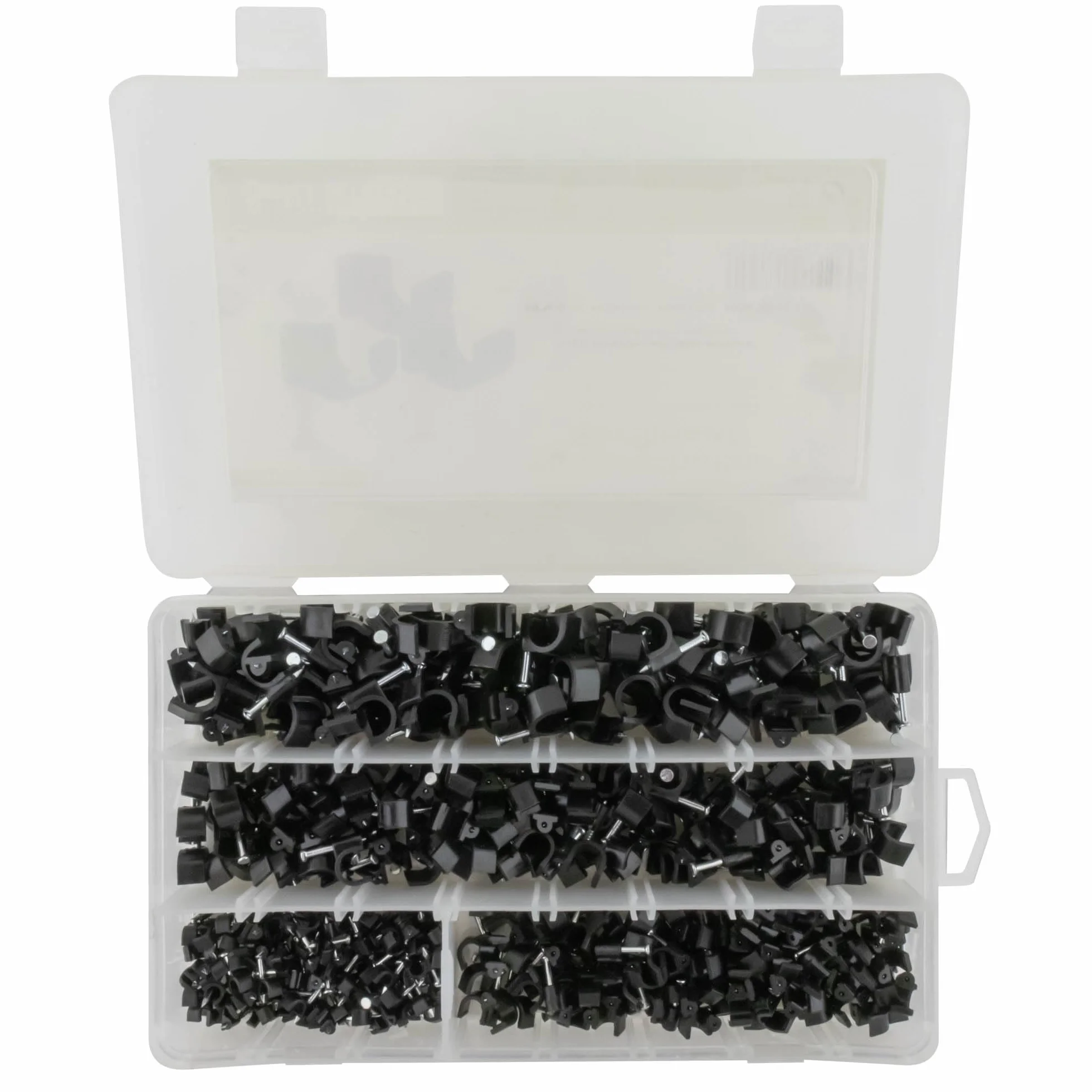 SeKi Opaski do paznokci asortyment 400 sztuk (100 x 4 mm, 100 x 6 mm, 100 x 8 mm, 100 x 10 mm) czarne obejma kablowa mocowanie do kabli uniwersalna obejma wraz z gwoździem