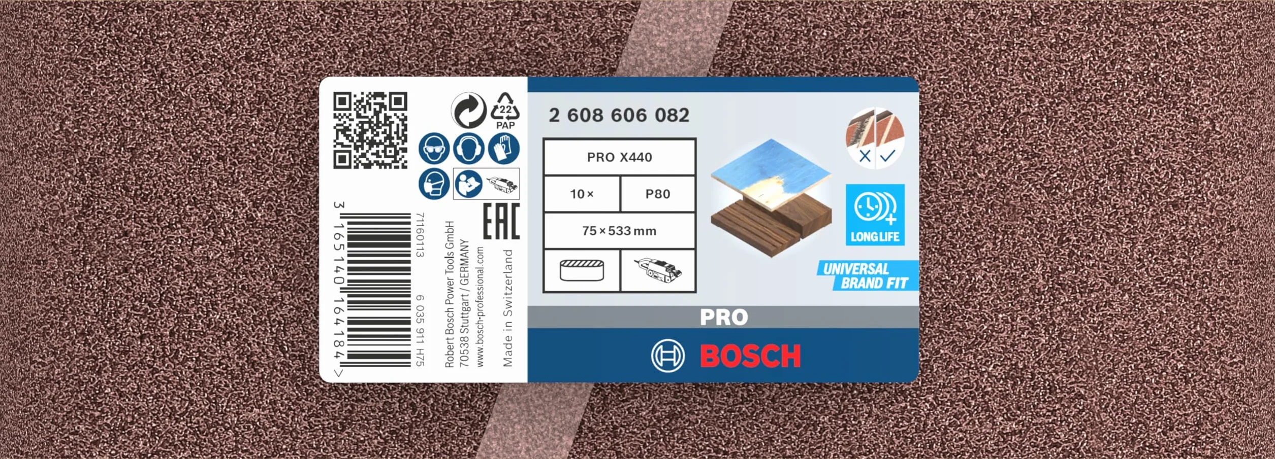 Bosch 10x Pas ścierny PRO Paint on Wood and Hardwood X440 do szlifierek (do Farba na drewnie, Twarde drewno, 75 x 533 mm, Ziarnistość 80, Professional Akcesoria szlifierka taśmowa)