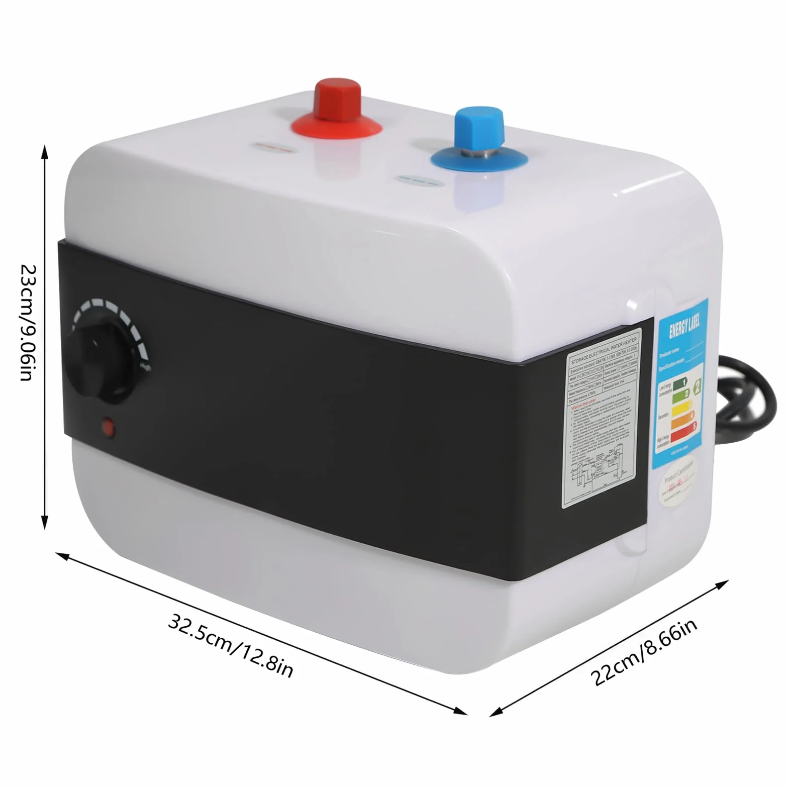 MINRS Elektroniczny podgrzewacz wody 6 l, mini podgrzewacz przepływowy 1500 W, 220 V, prysznic z regulacją temperatury 30-65°C, różne zabezpieczenia do kuchni, domu, łazienki