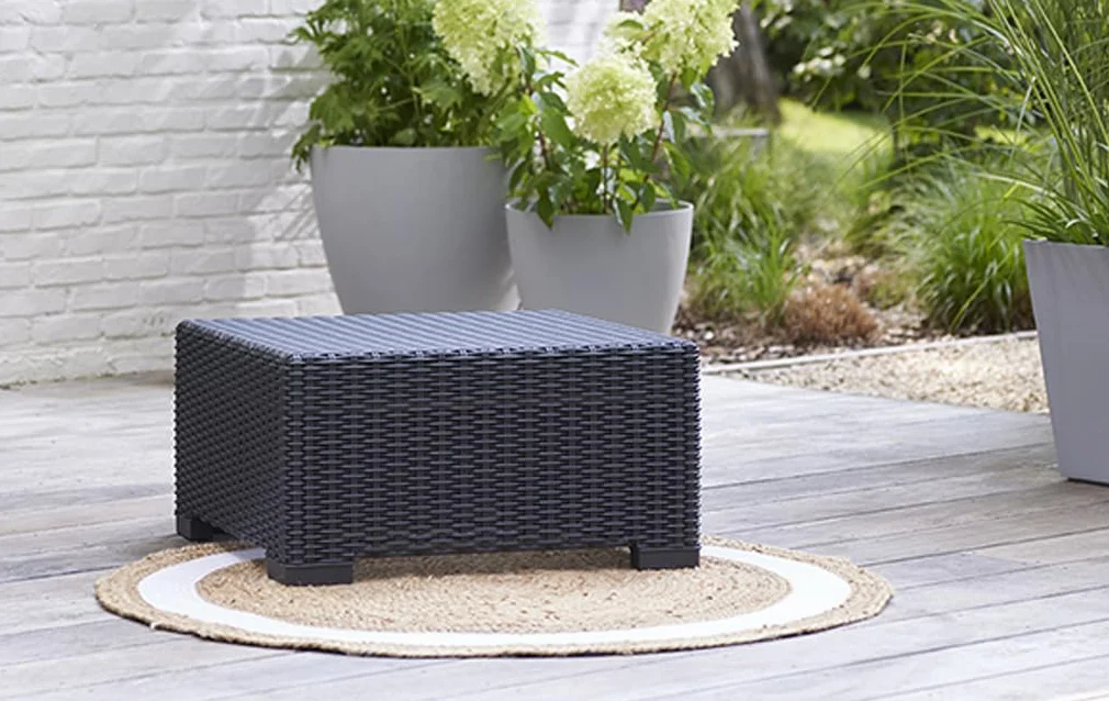 Allibert by Keter California rattanowy stolik kawowy na zewn?trz meble ogrodowe – grafitowy
