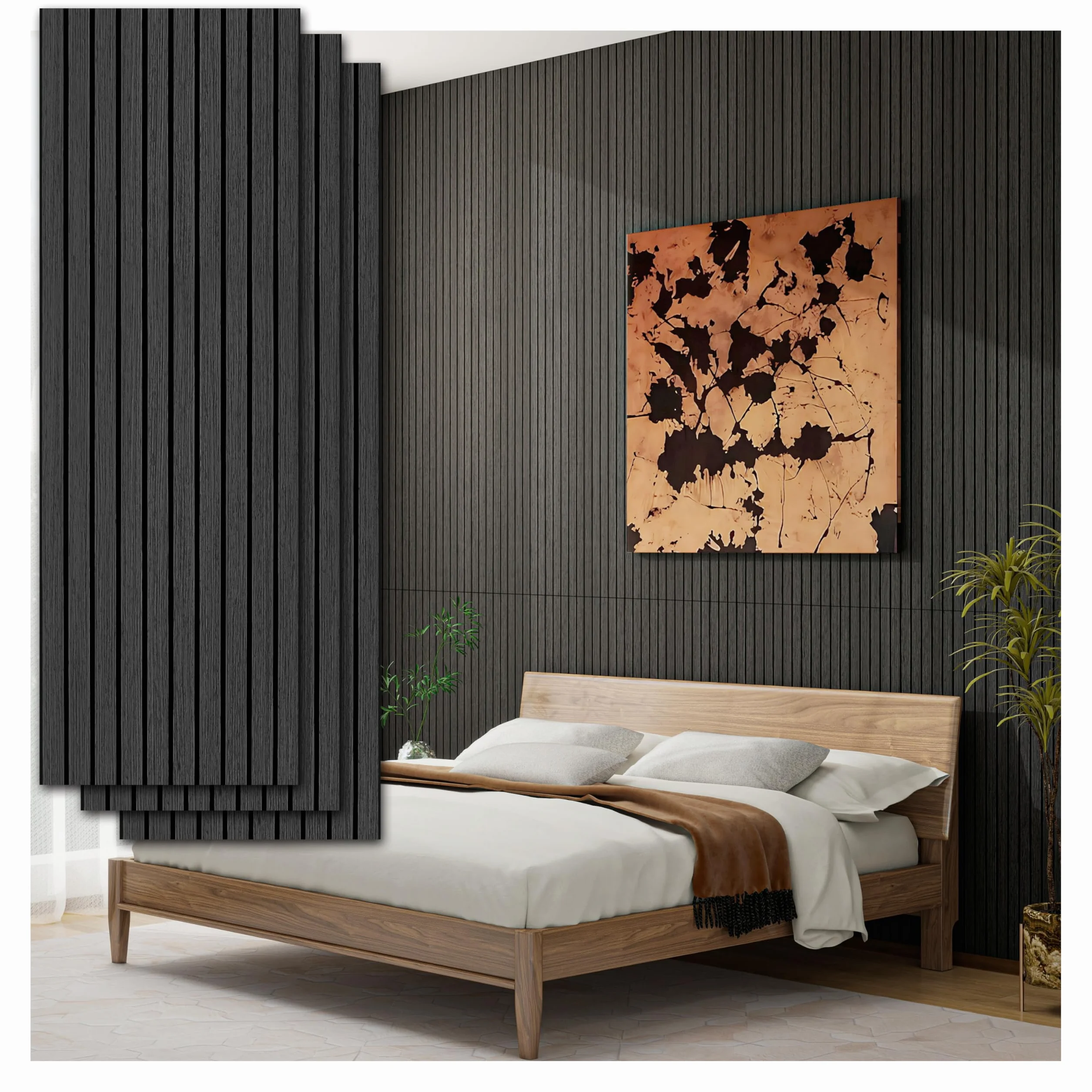 Akustyczne panele ścienne do odklejania i przyklejania, dźwiękoszczelne panele 3D na ściany/sufit (109 cm x 30 cm), samoprzylepne dekoracje wnętrz, czarne