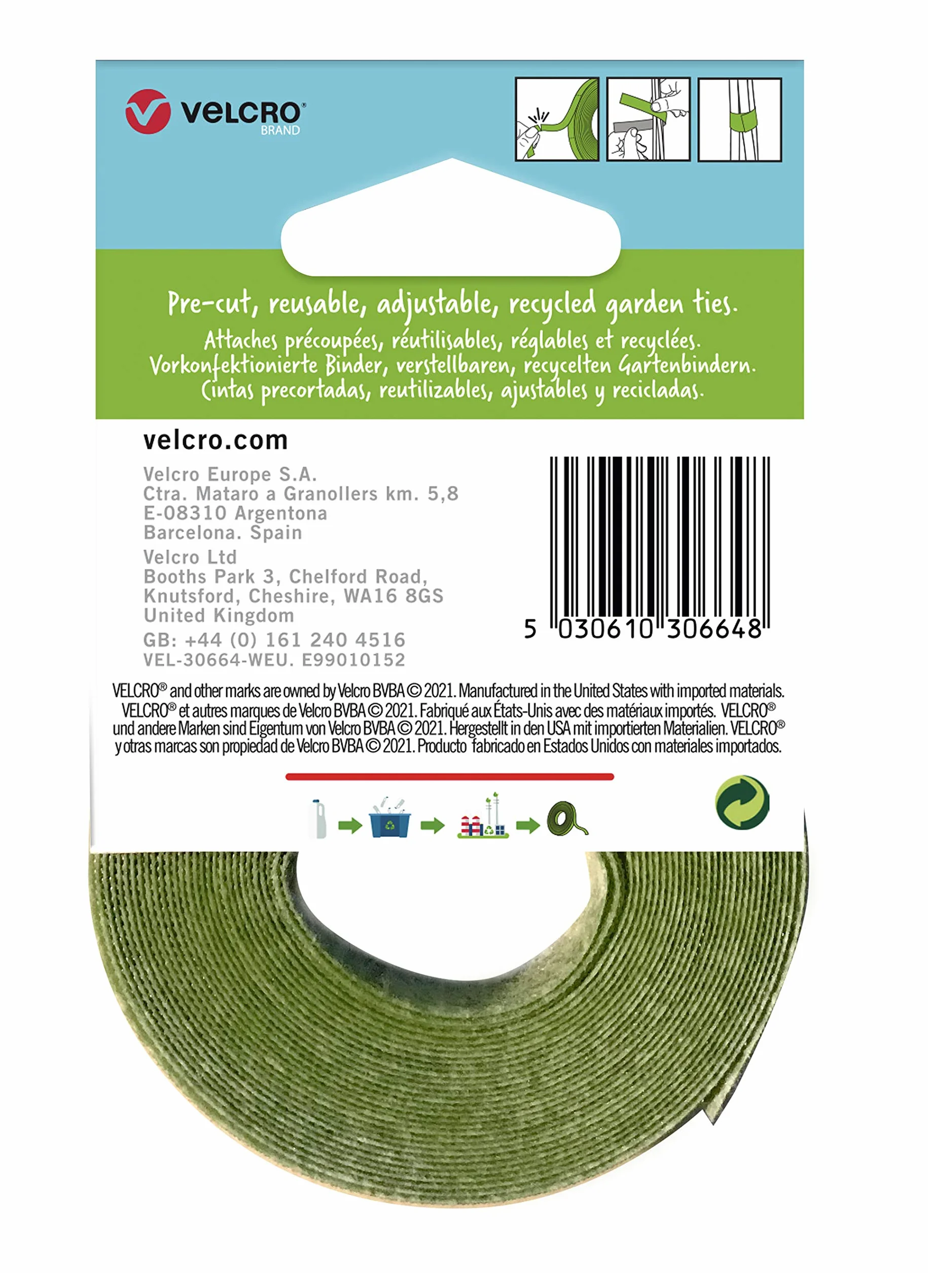 VELCRO Wiązania ogrodowe wielozadaniowa rolka zielony 1,2 cm x 20 cm 25 klipsów