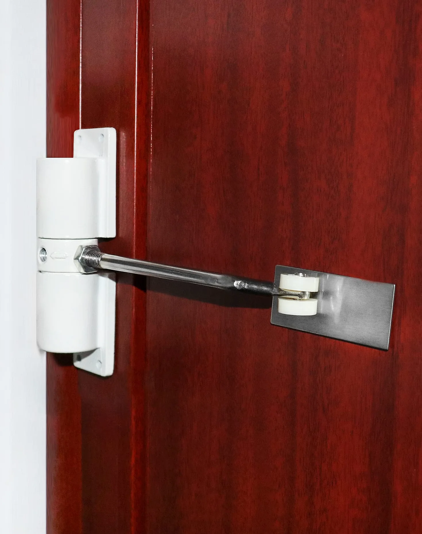 QWORK® Automatyczne zamykanie drzwi, zamykanie drzwi sprężynowych, stop aluminium, do drzwi rodzinnych, drzwi drewniane, maksymalna szerokość drzwi 1000 mm, czarny