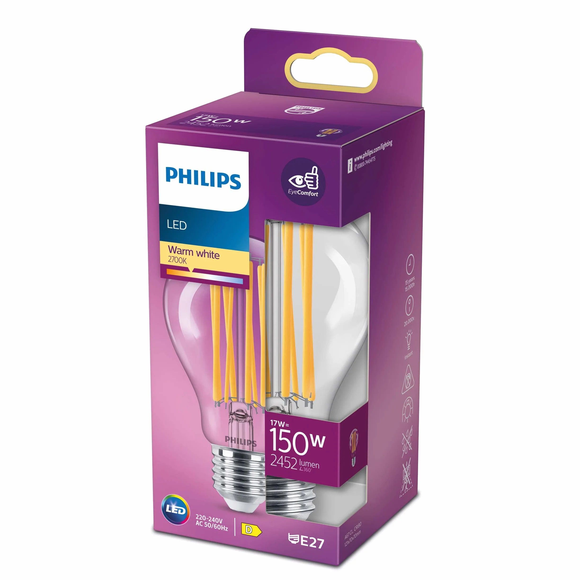 Philips LED Żarówka 17–150 W E27 Ciepła biel