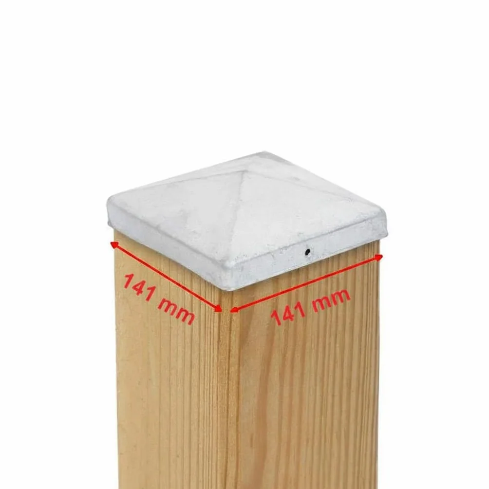 4 x nasadka słupkowa 141 x 141 mm Piramida – stal ocynkowana ogniowo – osłona słupków drewnianych 140 x 140 mm – skuteczna ochrona przed warunkami atmosferycznymi dla słupków ogrodzeniowych i wiat