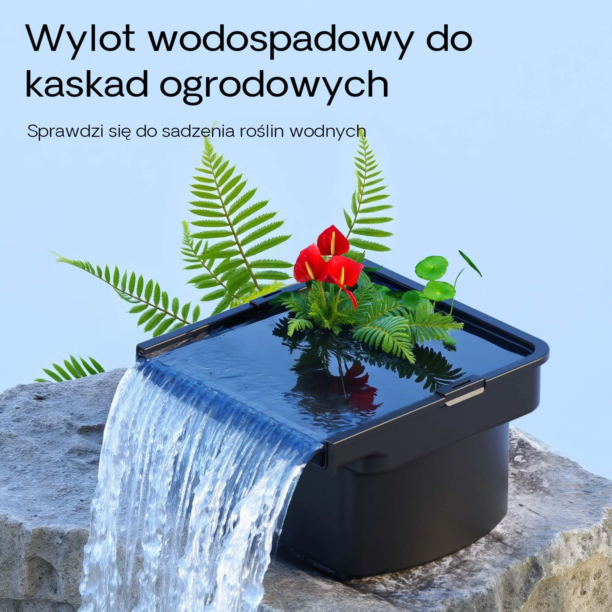 SunSun CWF-400 Filtr kaskadowy 14000 l/h do oczka wodnego i stawu z funkcją wodospadu ogrodowego 400 mm, kaskada ze zintegrowaną biologiczną filtracją