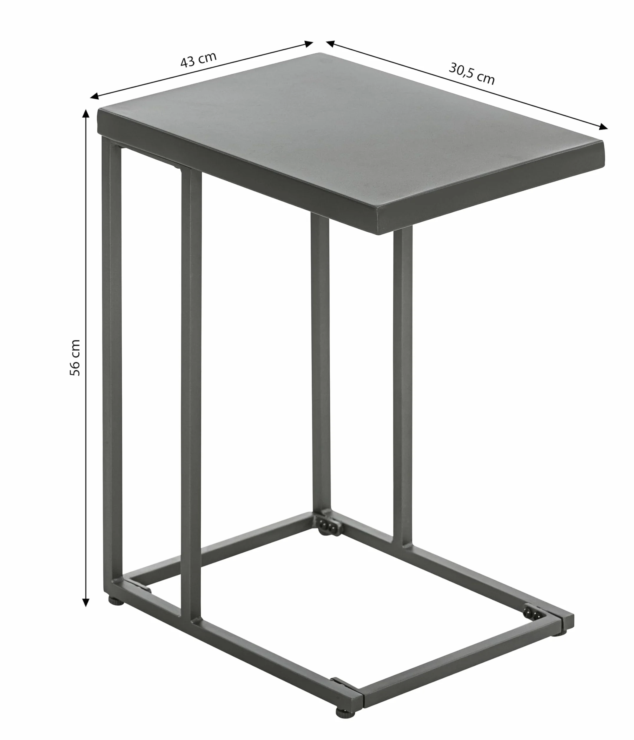 Dehner Stolik pomocniczy Noah, ok. 56 x 43 x 30,5 cm, metal, szary
