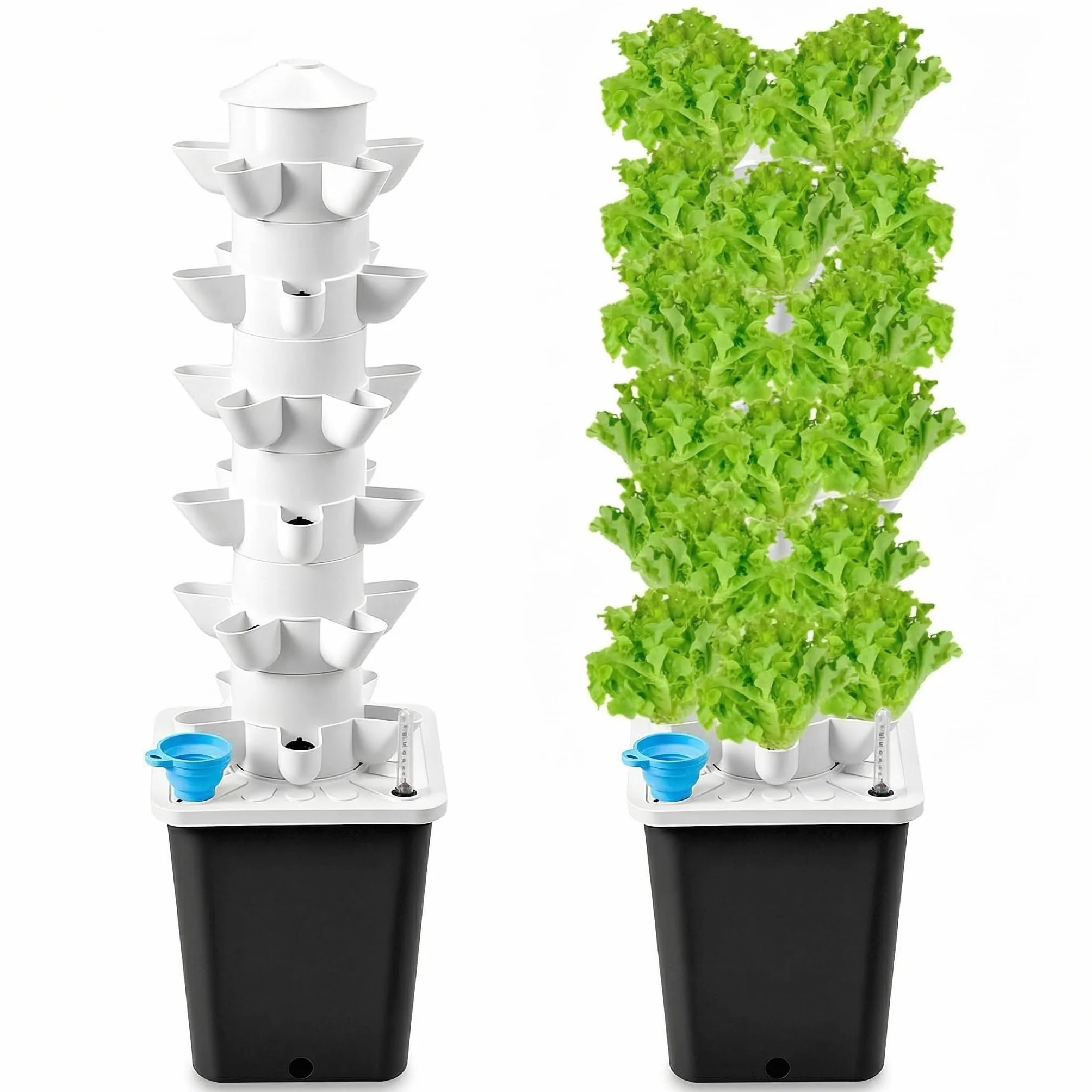QWORK Hydroponics wieża zestaw 6 poziomowych 30 otworów system uprawy roślin