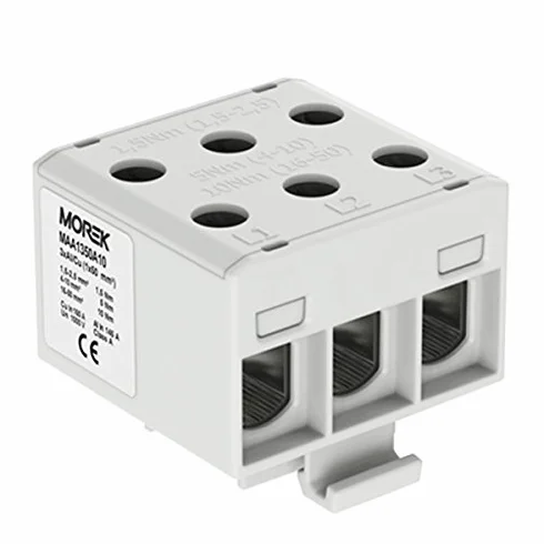 Blok rozdzielaczy do Al/Cu odpowiedni 6x1,5-50mm2 szary 3-biegunowy. 1000V AC/DC zacisk izolowany OTL 50-3x MAA1350A10 Morek 4382