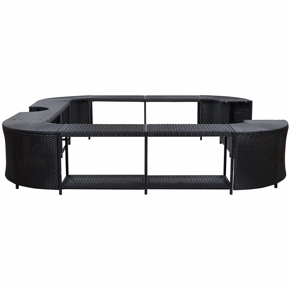 vidaXL Kwadratowa obudowa spa, czarna, 268x268x55 cm, polirattan