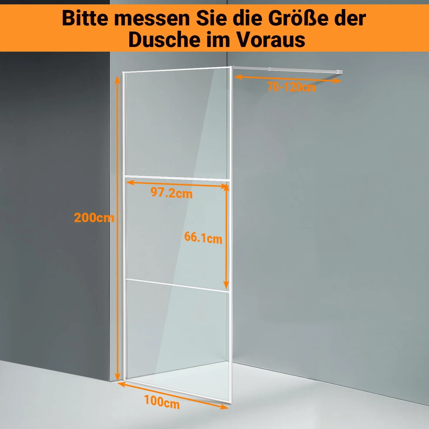 Daromigo Ścianka prysznicowa 100 x 200 cm, 5 mm, szkło bezpieczne ESG do kabiny prysznicowej, pełna rama z aluminium, zakres regulacji 0-10 mm, montaż z lewej i prawej strony – srebrna