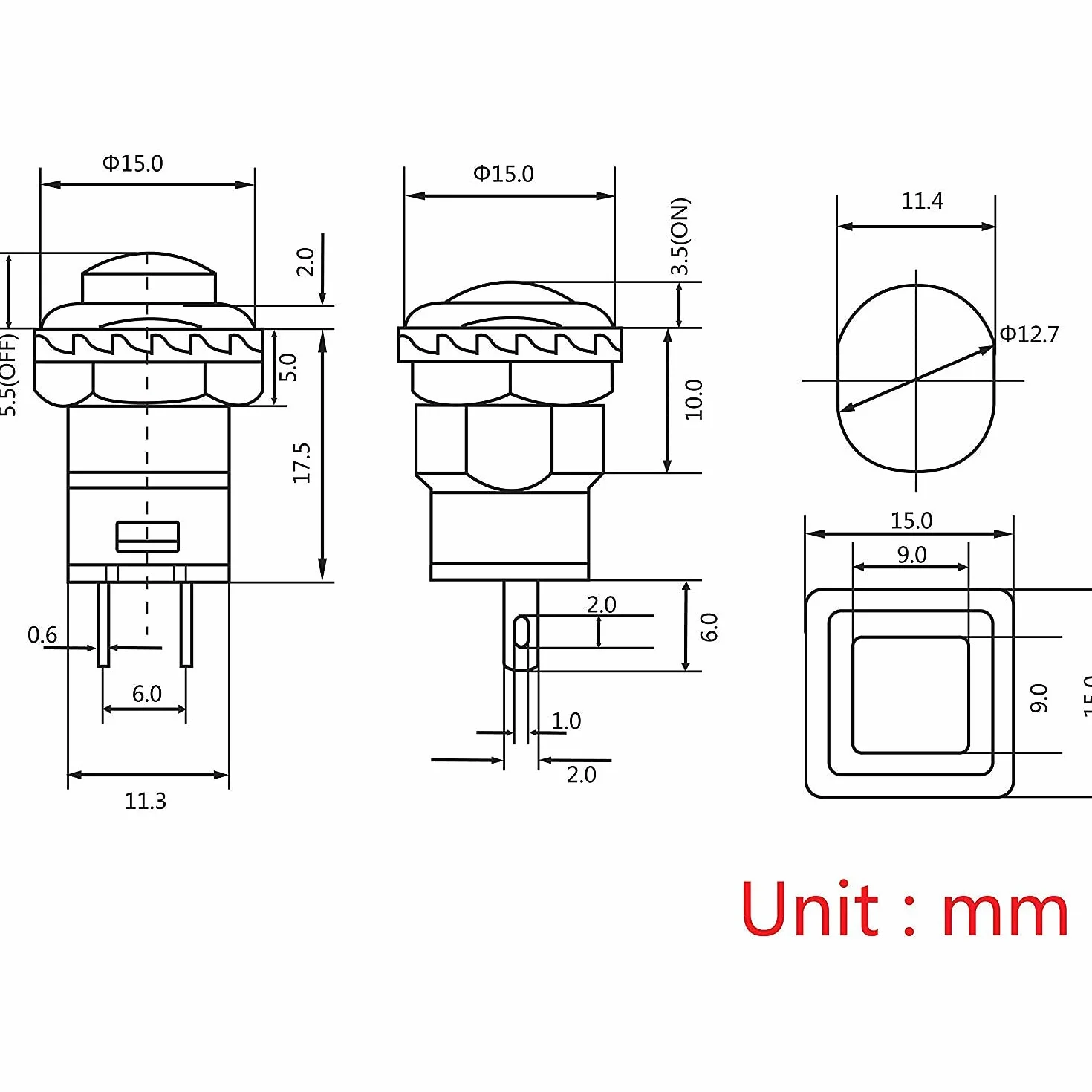 Okrągły mini przycisk 12 mm, przycisk Arduino, przełącznik 12 V, do PC Latching Momentary Push Button Switch, Lewttyer (każdy 6 dla czerwony i zielony)