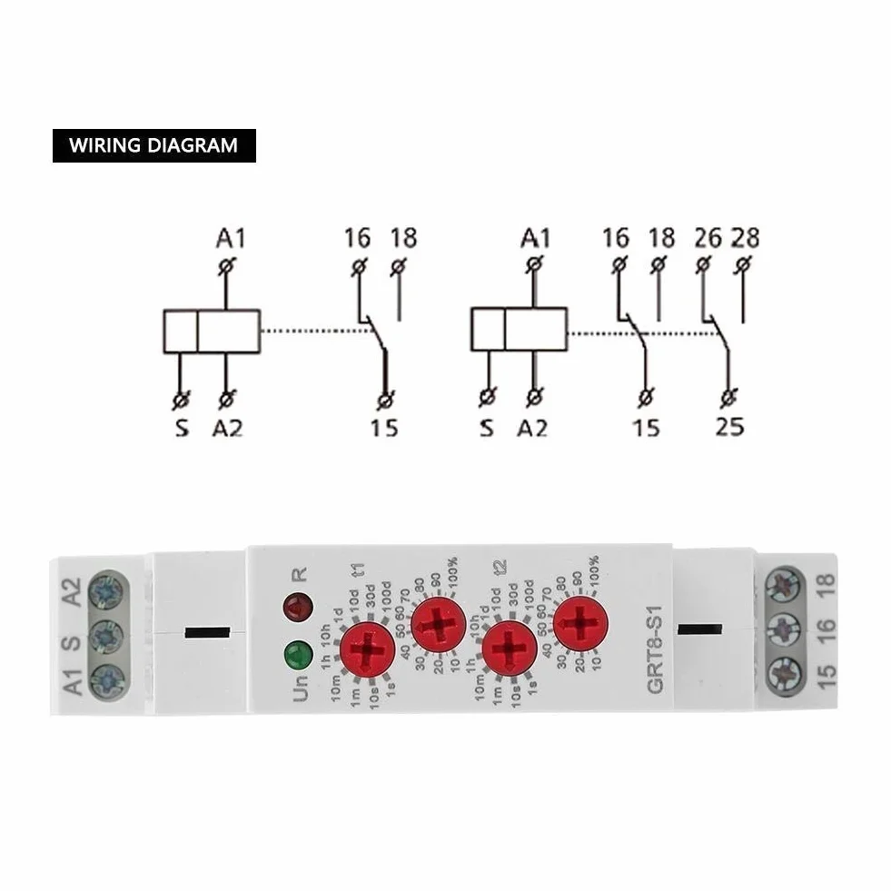 DEWIN Cykl Asymetryczny timer, przekaźnik cyklu GRT8-S1 mini asymetryczny cykl timer/off powtarzający się czas cyklu AC 230V
