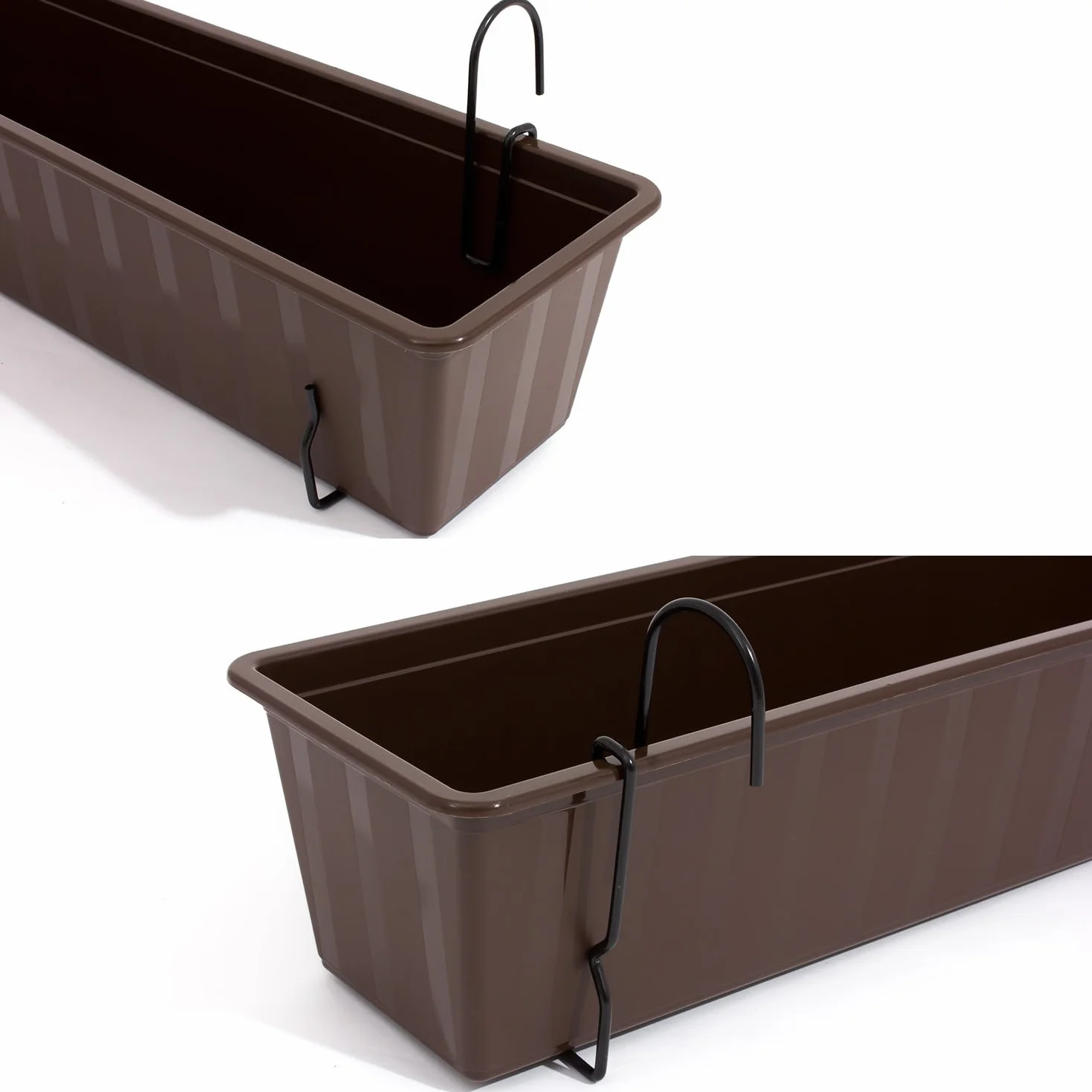 Prosperplast Zestaw doniczki balkonowej z podstawką 60 cm ciemnobrązowy