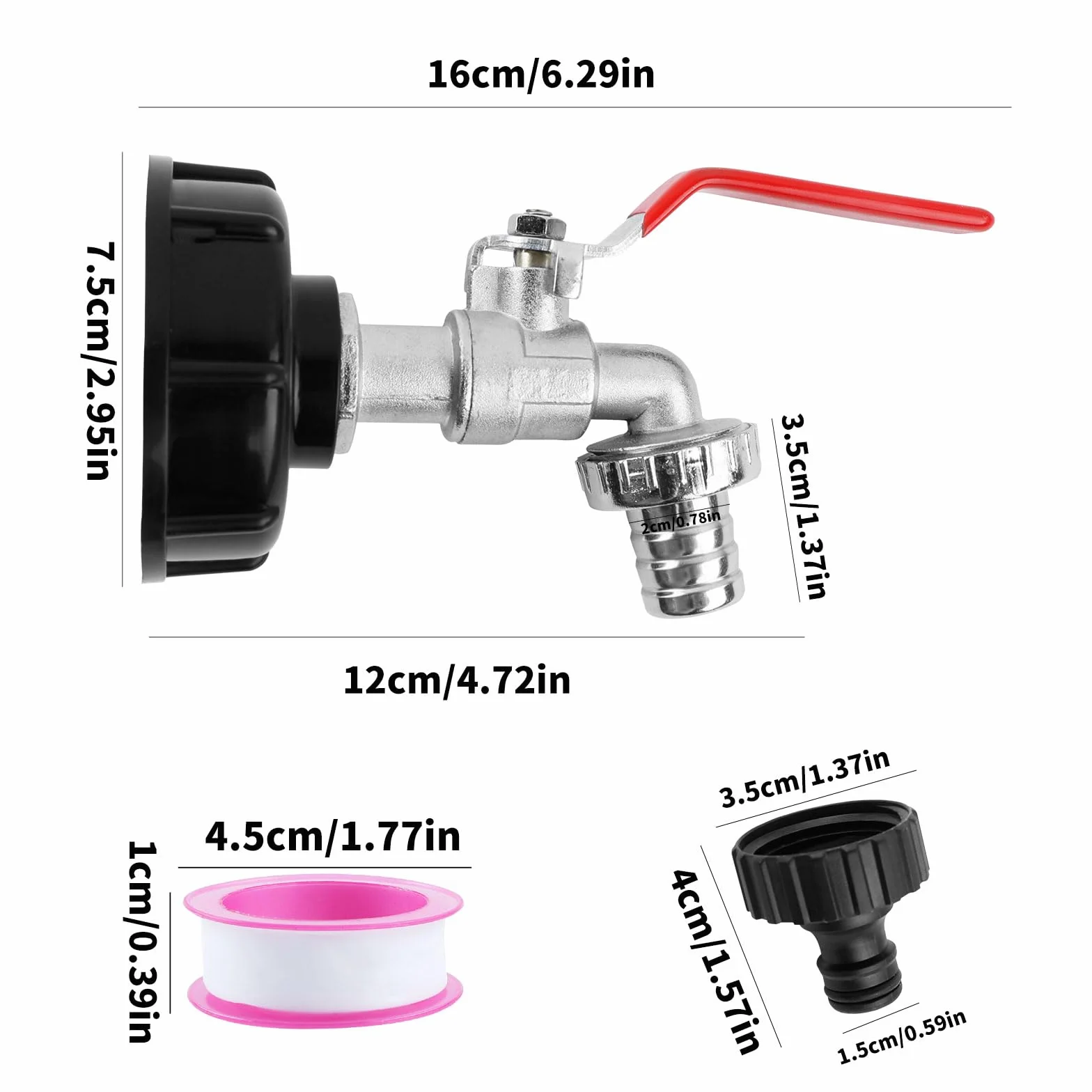 IBC Zawór spustowy 1000 l z adapterem 3/4" S60 x 6 do zbiornika na wodę
