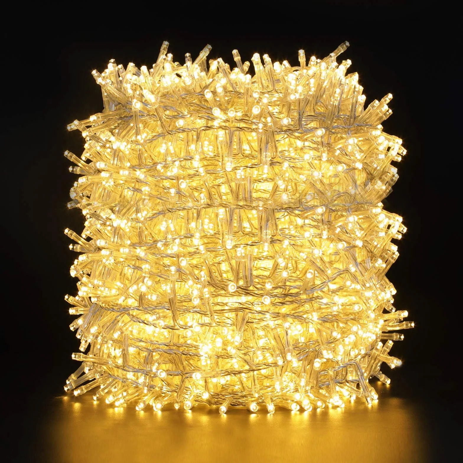 GlobaLink Oświetlenie bożonarodzeniowe 2000 LED, 50 m, łańcuch świetlny na zewnątrz, ciepła biel, wodoszczelność IP44, z 8 trybami pracy, do użytku wewnątrz i na Boże Narodzenie, balustrada, balkon