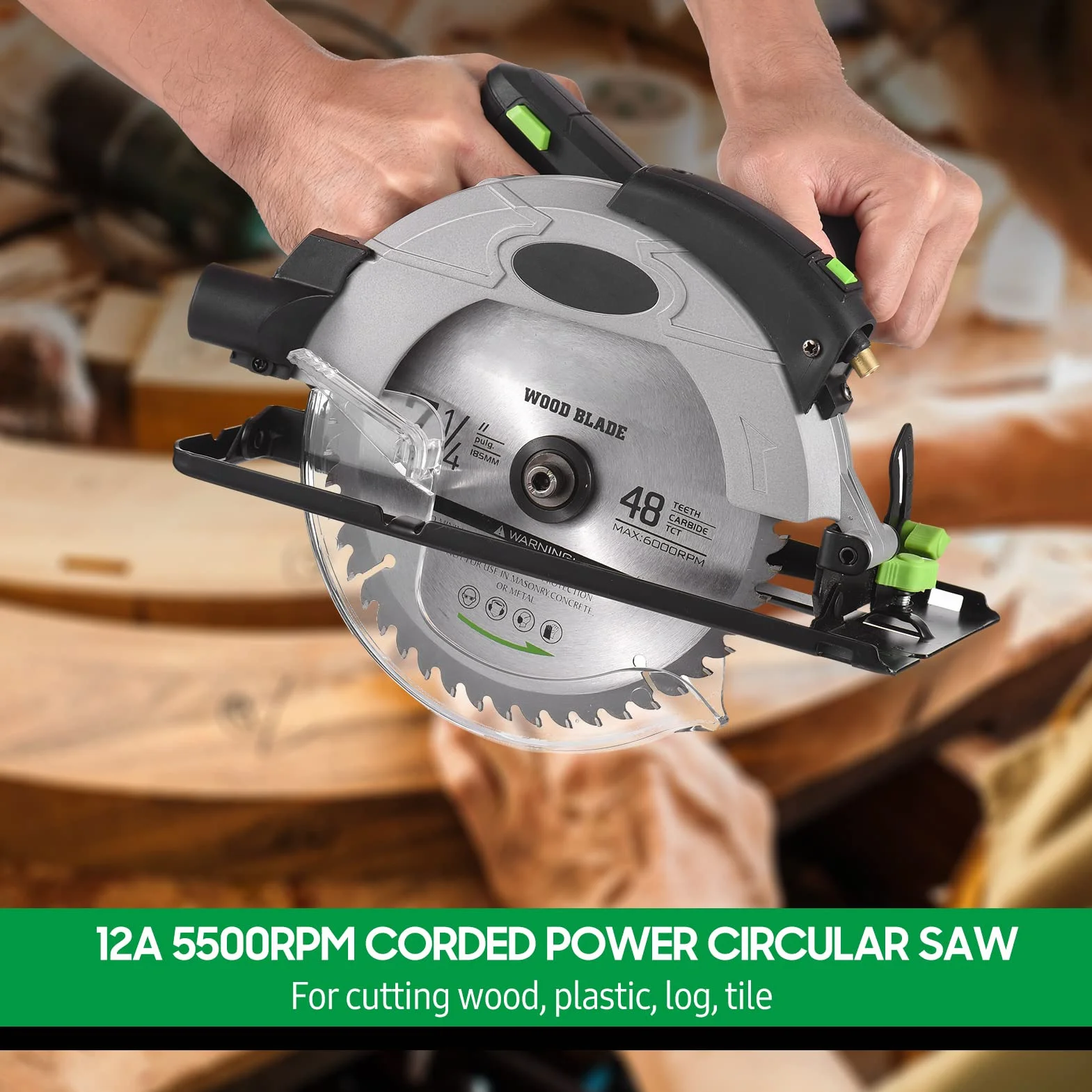 1500W elektryczna piła tarczowa 5000 obr./min 190mm aluminiowa obudowa przenośny nóż stolarskie narzędzia tnące stołowa do drewna(Type A With 2 Blades)