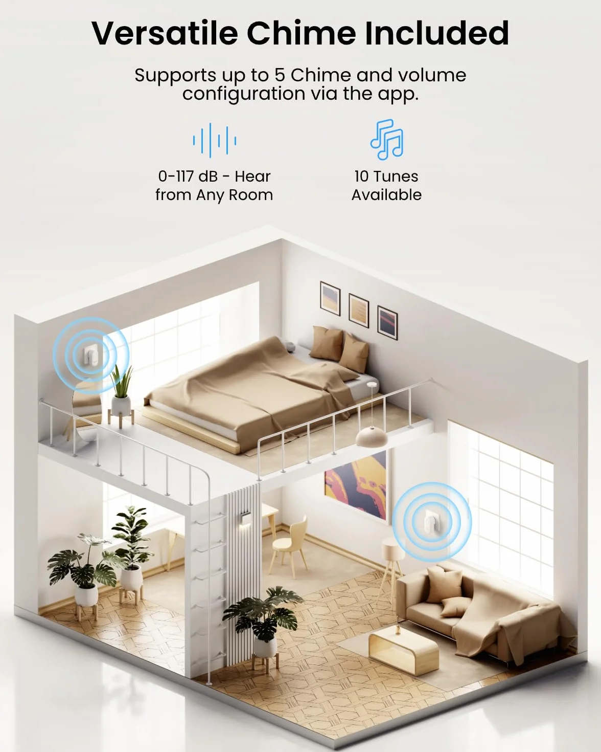 Dzwonek wideo Reolink 5MP z kamerą Wi-Fi i dzwonkiem, widok 3:4 od stóp do głów, widok 180°, Wi-Fi 5/2,4 GHz, dźwięk dwukierunkowy, wykrywanie osób/paczek, inteligentne alerty (przewodowe)