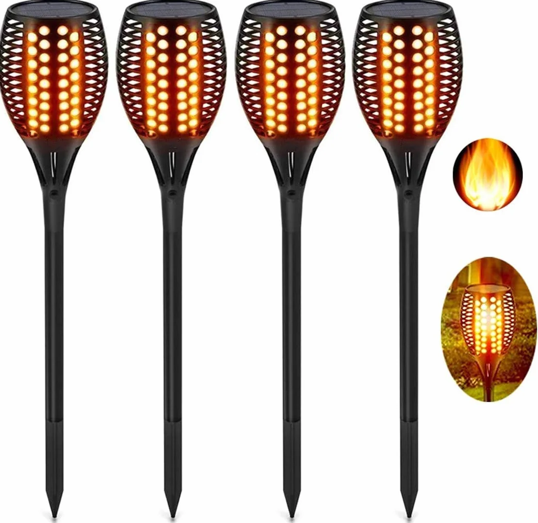 Solarne światło płomienia, oświetlenie ogrodowe, realistyczne płomienie, światła pochodni IP65, wodoodporne, 96 LED, automatyczne włączanie/wyłączanie, lampa dekoracyjna na ścieżkę, podjazd