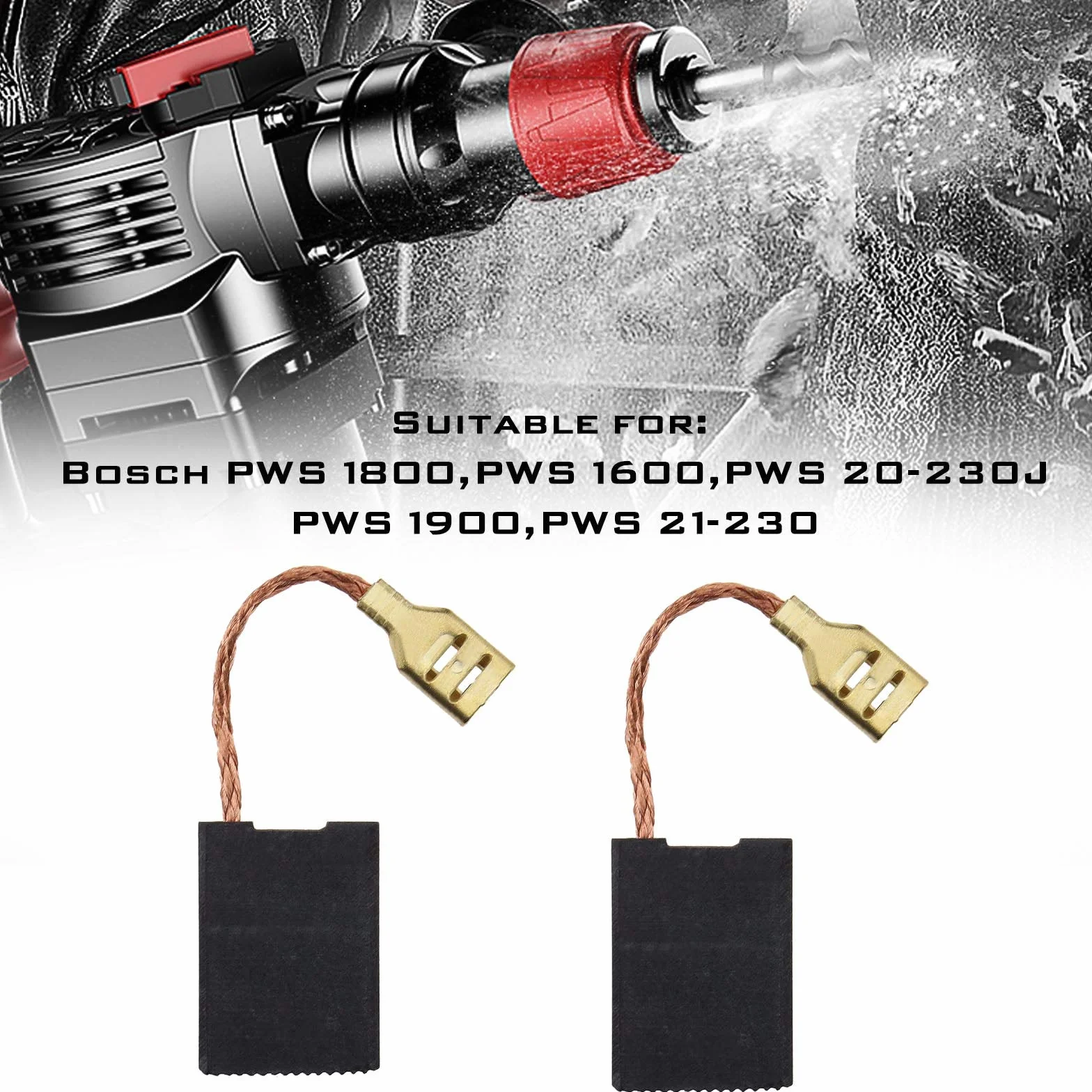 Szczotka węglowa 6,3 x 16 x 22 mm, 1607014103 1607014111, kompatybilna z Bosch PWS 1800 PWS 1600 PWS 20-230J z automatycznym wyłączaniem, 2 pary