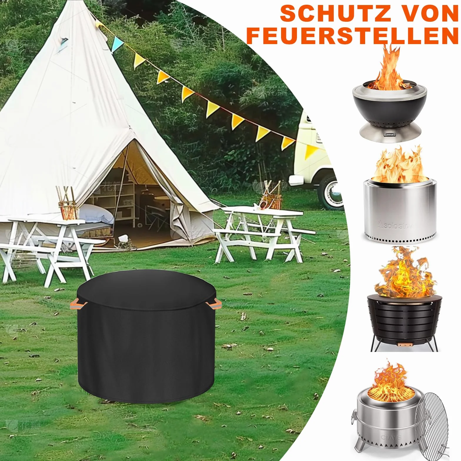 Etui ochronne do paleniska Solo Stove, okrągła osłona paleniska do użytku na zewnątrz, odporna na promieniowanie UV, tkanina bezdymna, osłona paleniska (Yukon – 71D x 42 H)