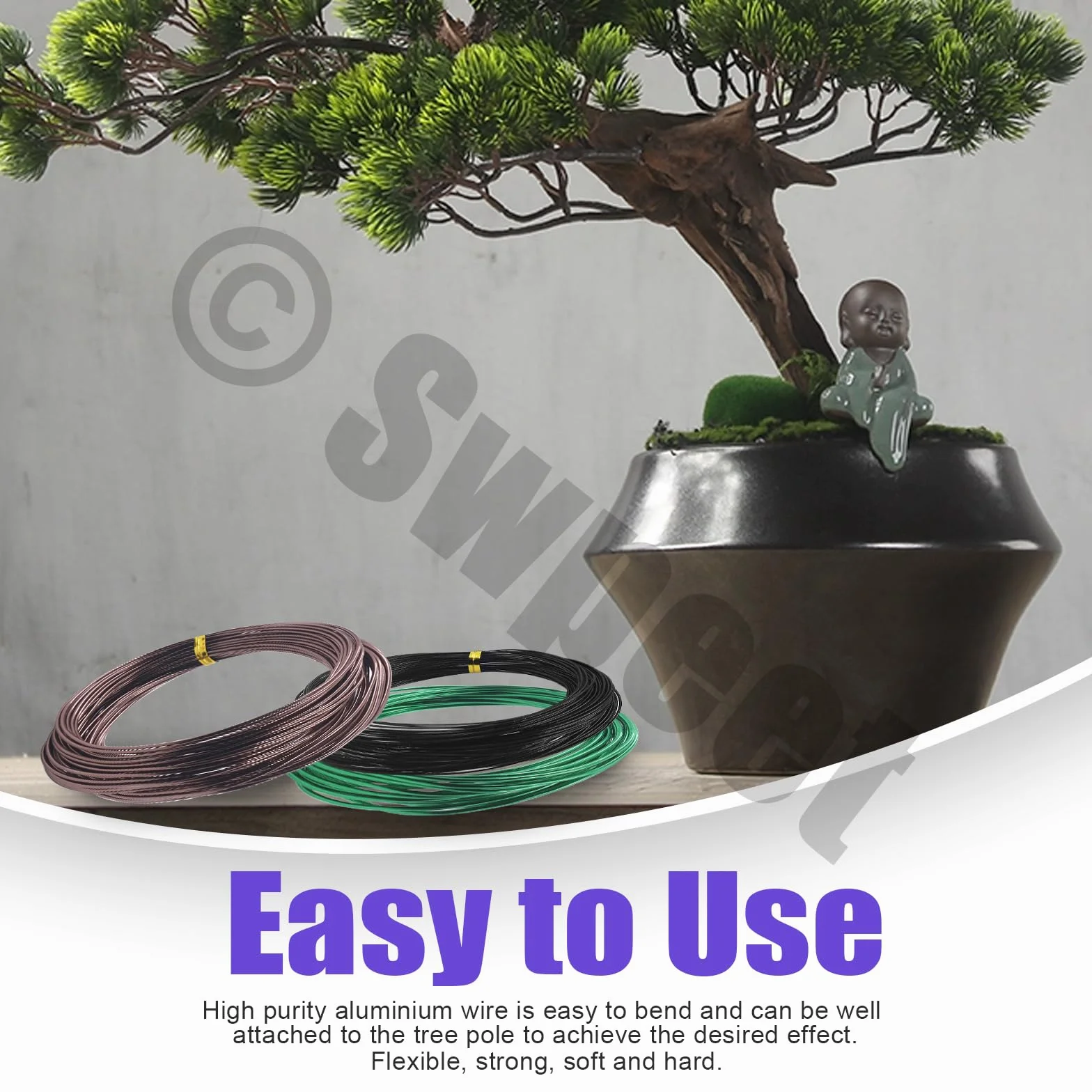 Swpeet zestaw narzędzi do bonsai z drutu aluminiowego 5 szt. 300 m 4 rozmiary 1/1,5/2/3 mm