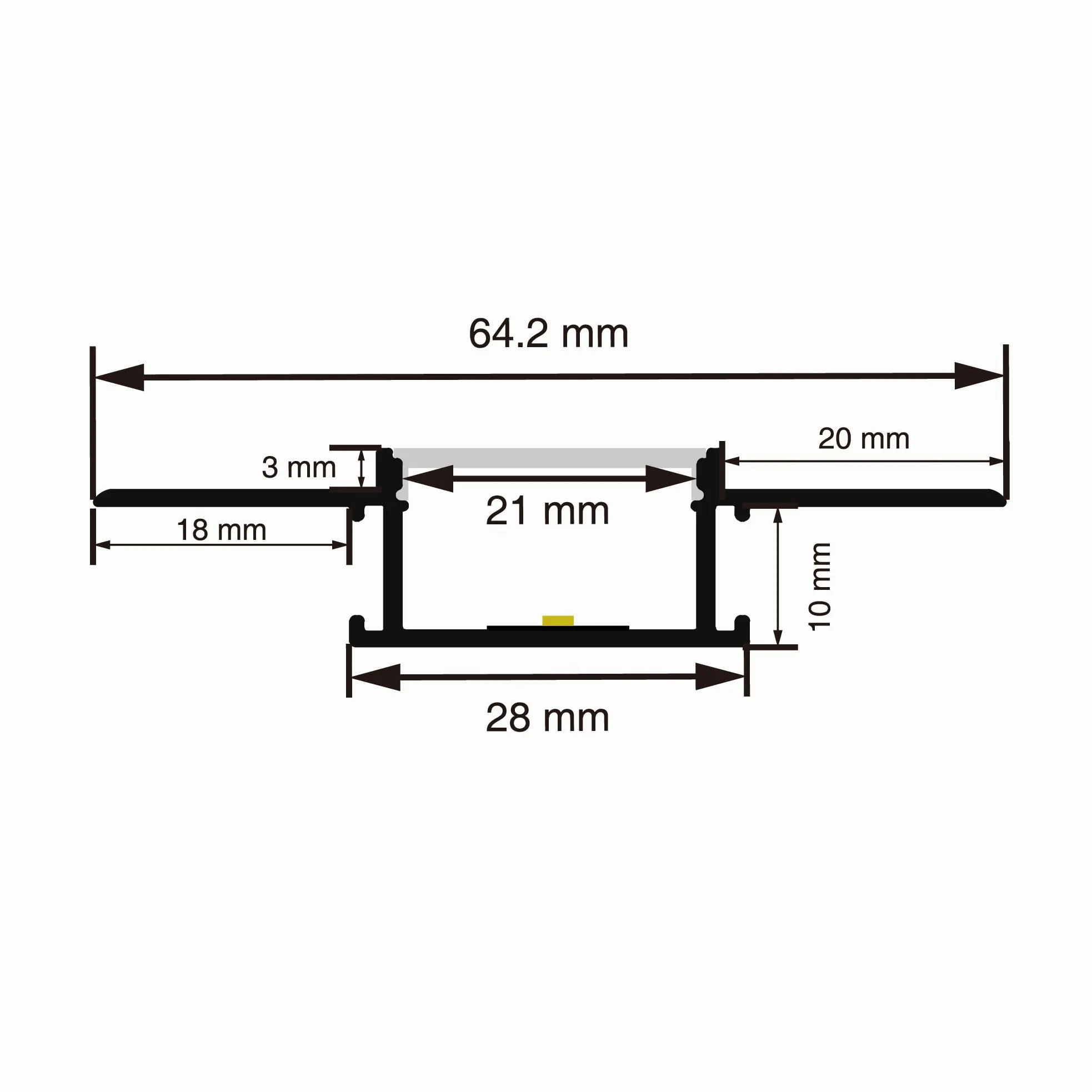 Shine Plus Zestaw 6 profili LED na sucho 2M, profil aluminiowy do taśm LED, wpuszczana szyna LED z dyfuzorem, idealna do oświetlenia sufitowego i ściennego