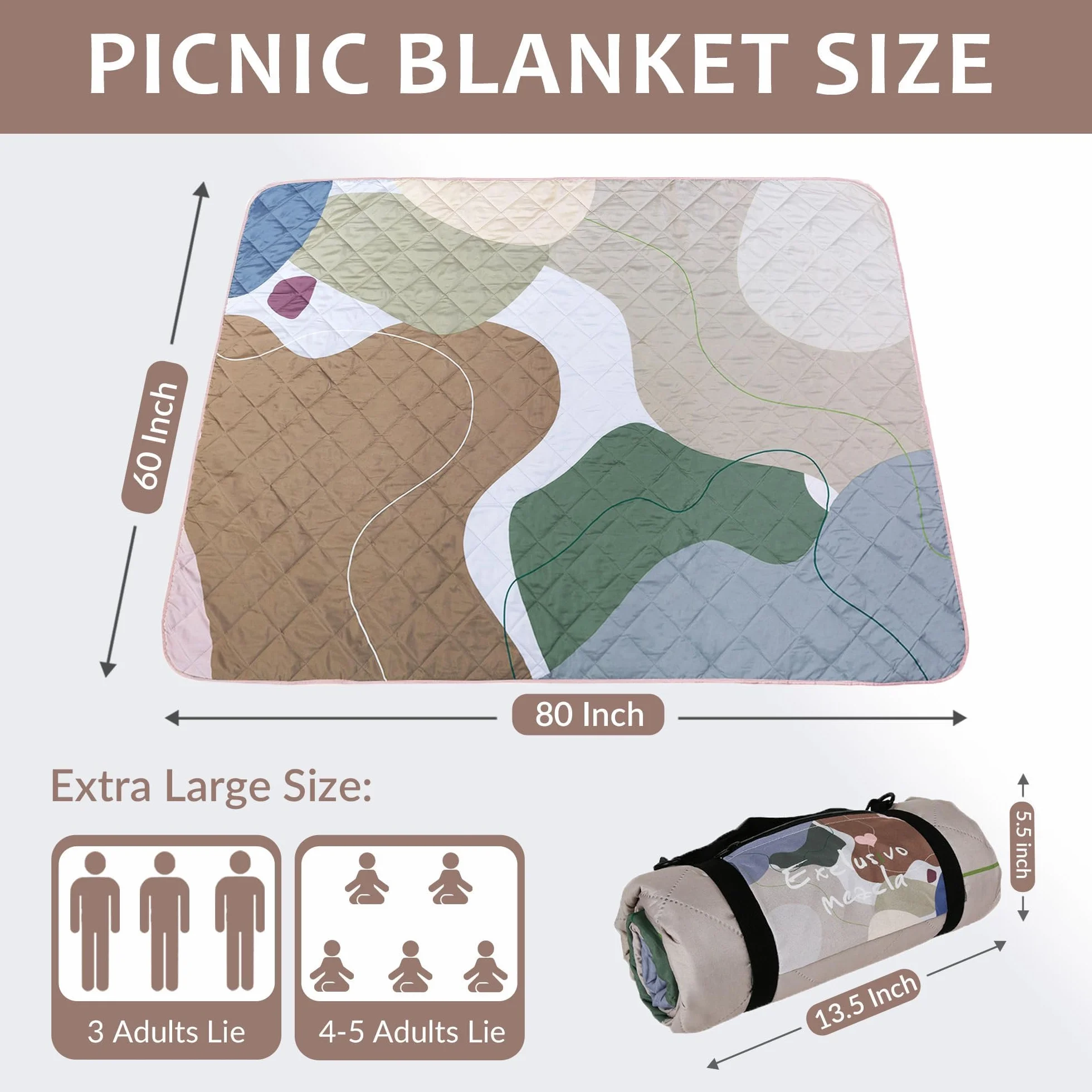 Przenośne wodoodporne koce piknikowe 3 warstwy 150 x 200 cm składany koc plażowy na kemping