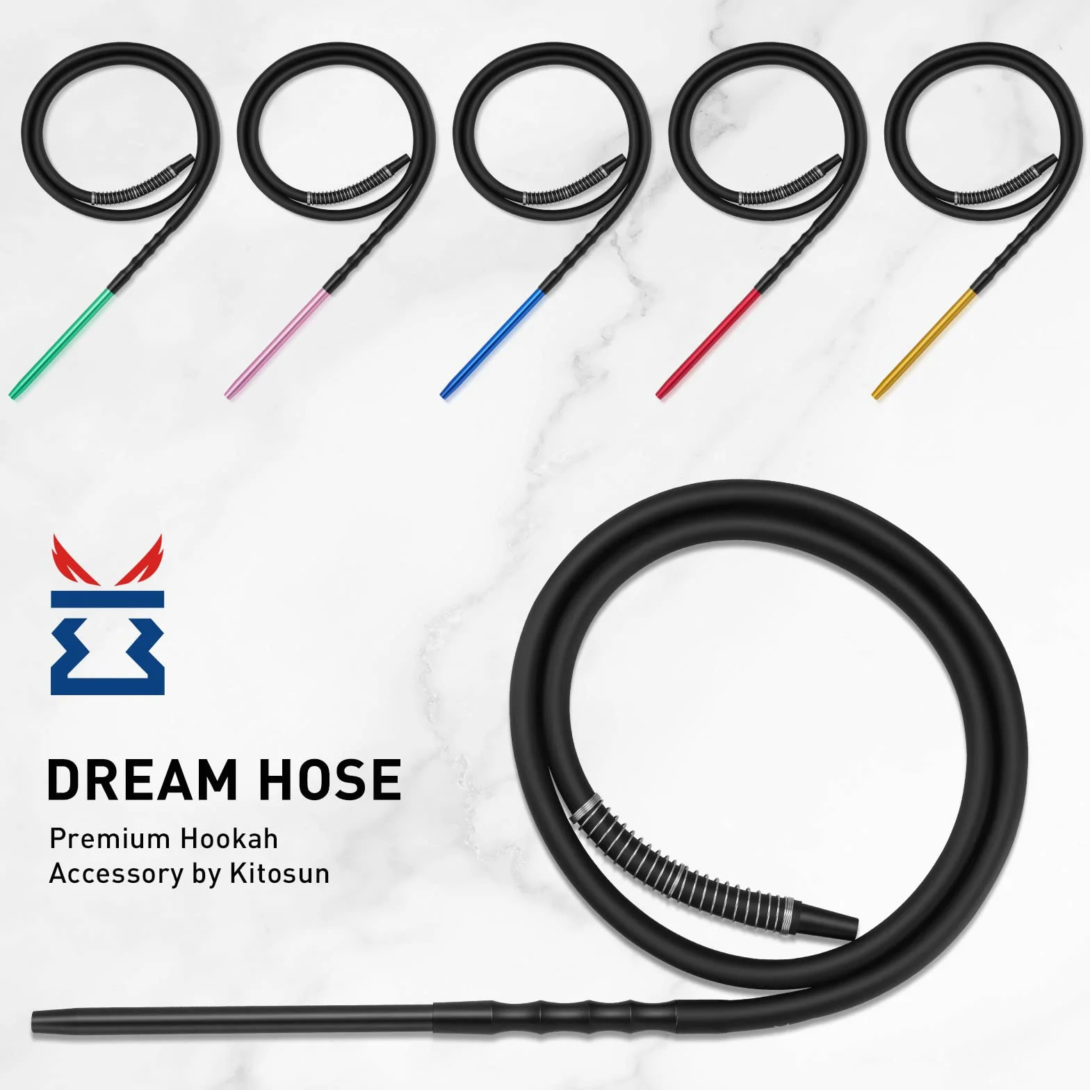 Kitosun D-Hose Zestaw węży do fajki wodnej 33,5 cm 1,5 m aluminiowy silikonowy adapter sprężyna uszczelka