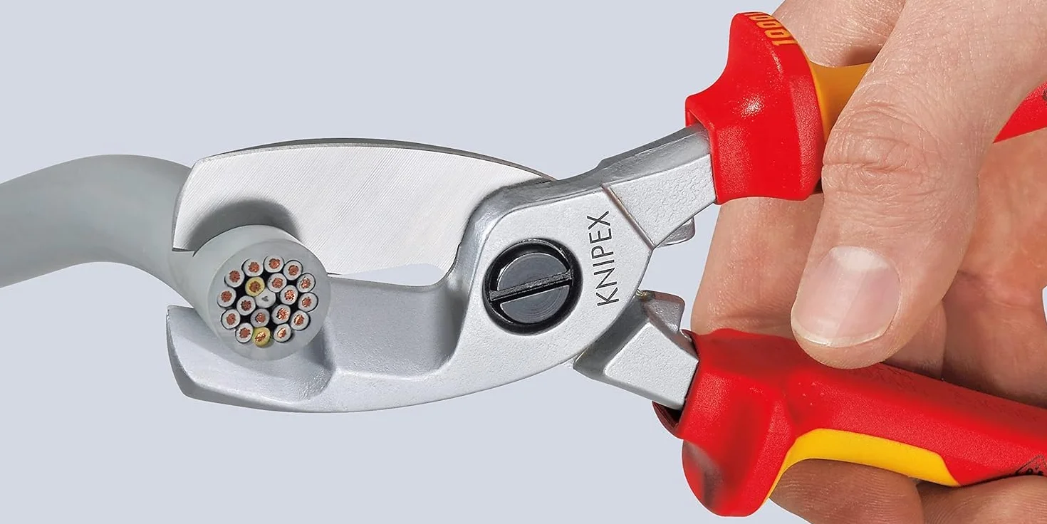 KNIPEX Nożyce do kabli z podwójnym ostrzem chromowany izolowane zanurzeniowo wg VDE 200 mm, 95 17 200