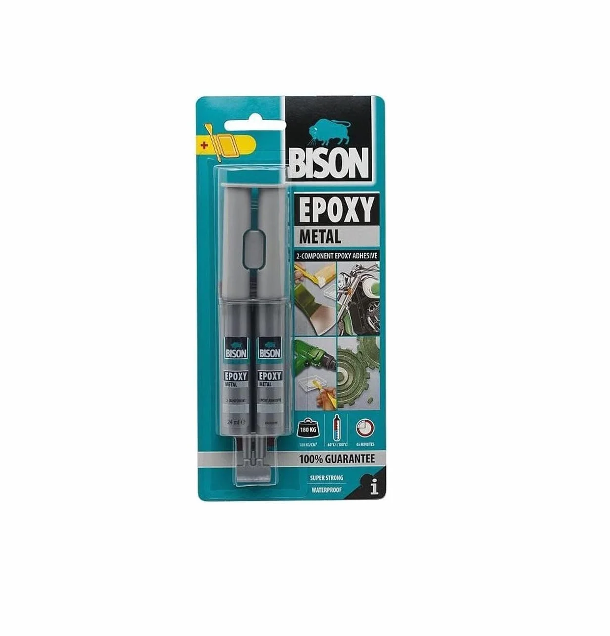 Bison - Dwuskładnikowy metalowy klej epoksydowy 24ml w kolorze metalicznym