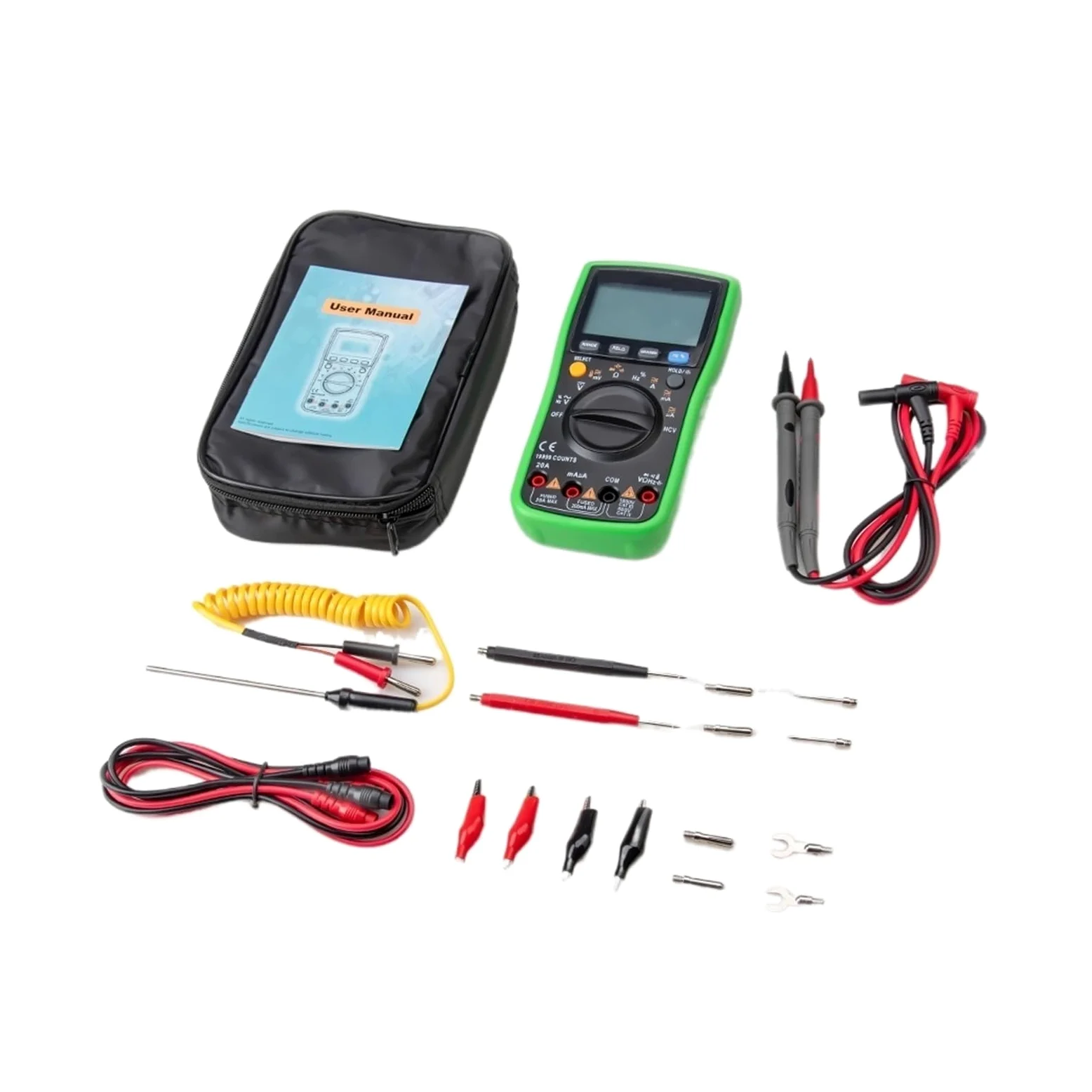 Multimetr Cyfrowy 19999 Zlicza Multimetry True Rms Tester Próbnik Elektroniczny Voltimetro Profesional Miernik Pojemności Dokładny Pomiar(Green)