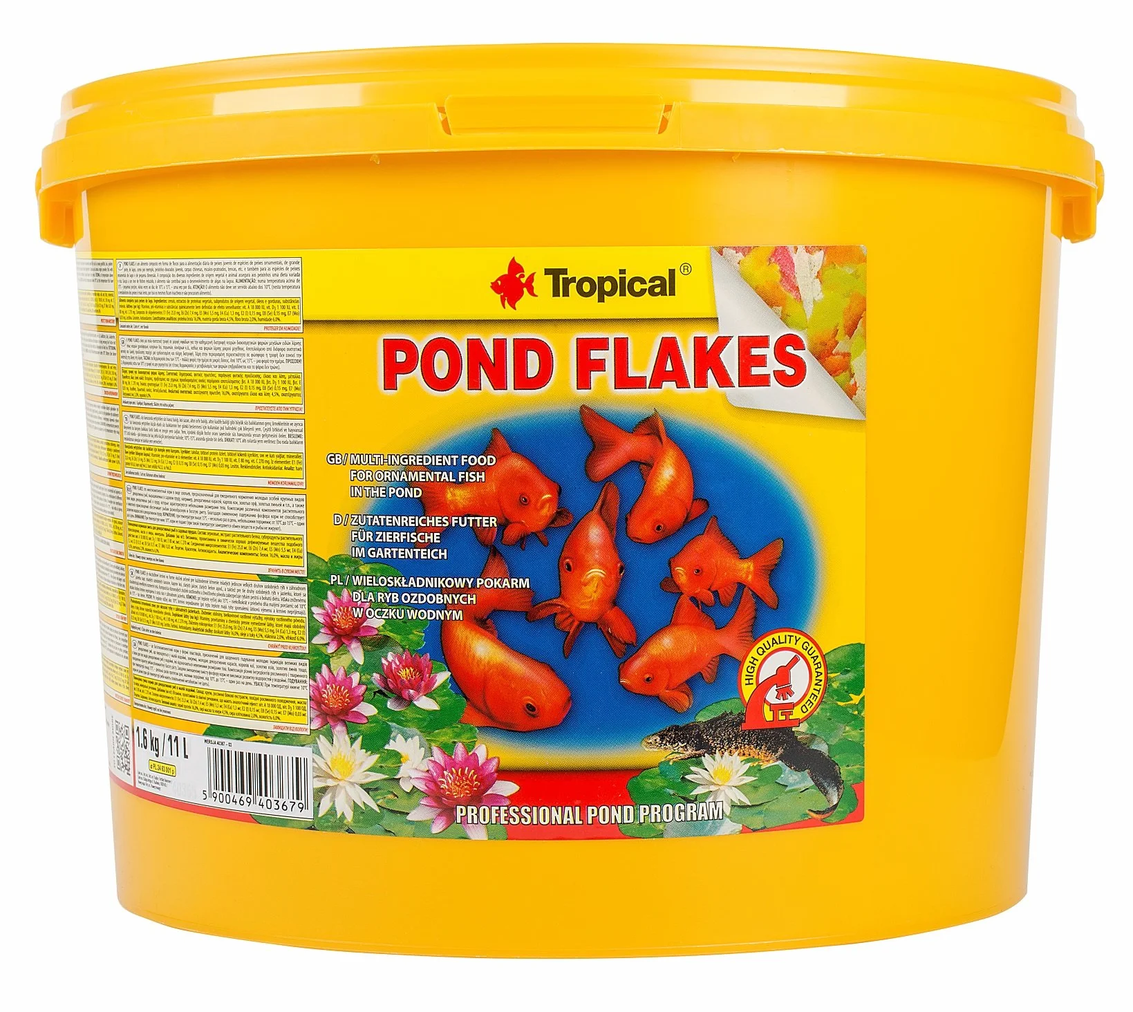 Tropical POND FLAKES 11L 1,6kg Wieloskładnikowy pokarm płatkowany dla ryb