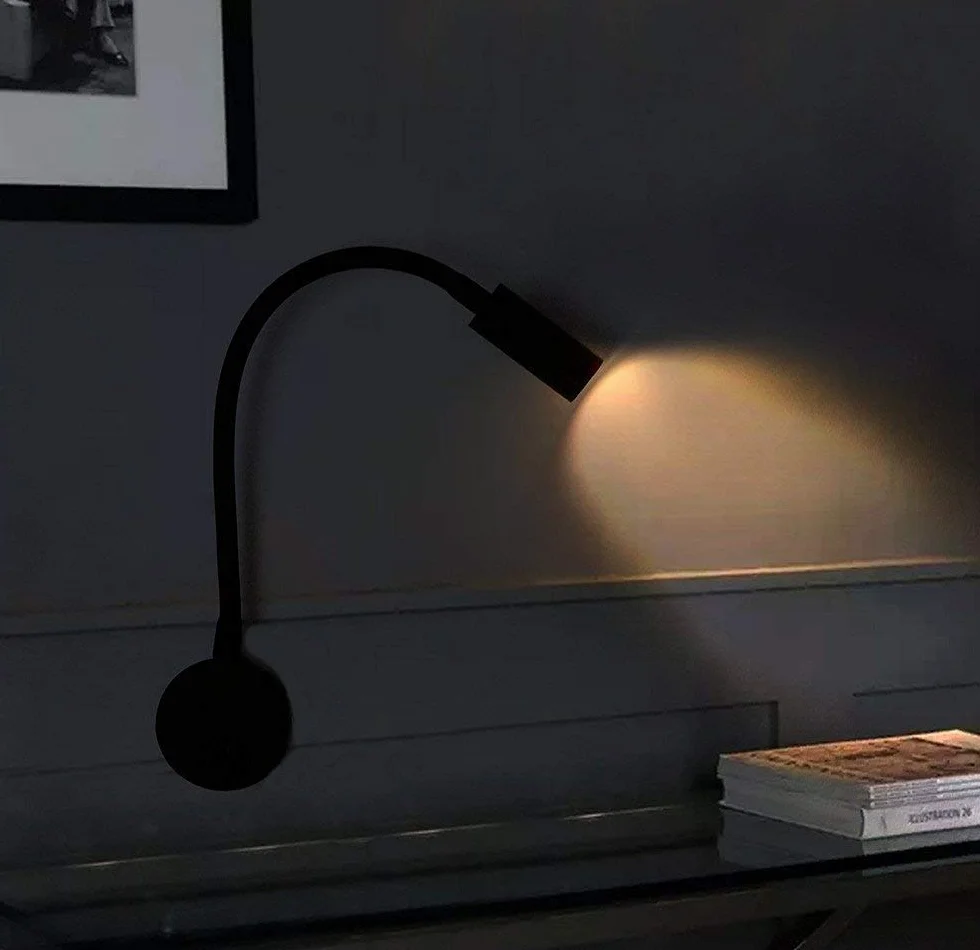 2 sztuki czarna lampa do czytania na ścianie 3W - regulowana elastyczna aluminiowa lampa biurkowa z przełącznikiem LED do pielęgnacji oczu