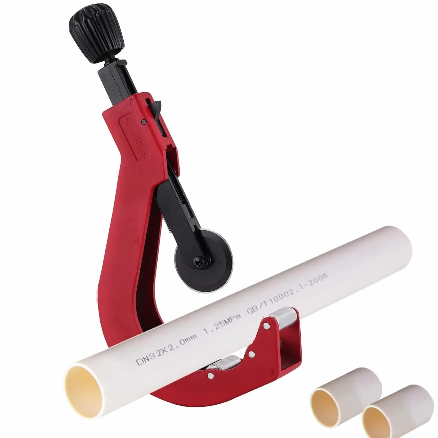 Obcinak do rur z tworzywa sztucznego do 50-120 mm PVC PPR PE, regulowane narzędzie do cięcia rur do twardego plastiku, idealny do rur PPR i PE, łatwa obsługa