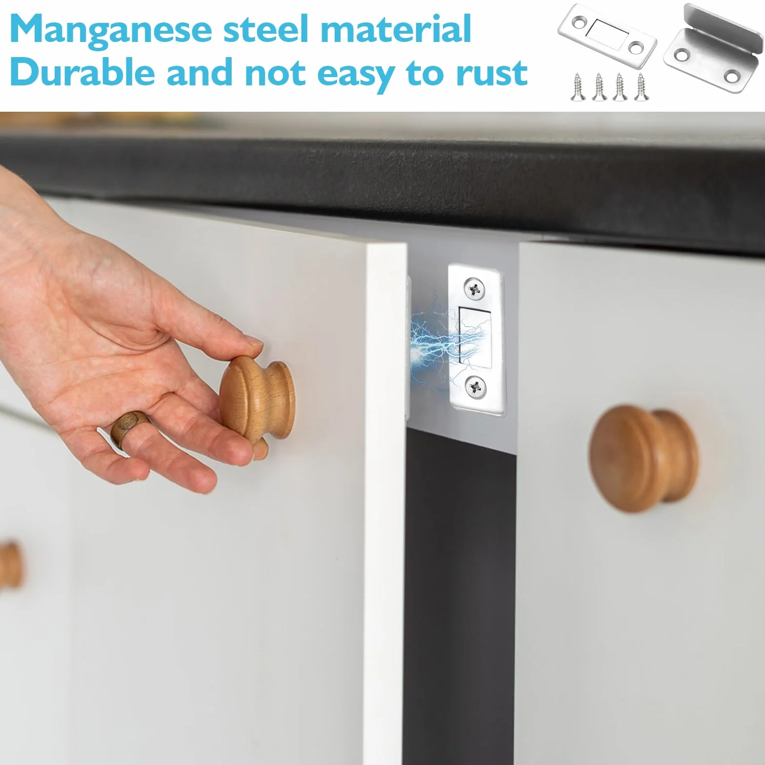 Magnetyczne zatrzaski do drzwi 6 sztuk w kształcie L, magnesy do drzwi wewnętrznych, magnesy do szafek, ze śrubami montażowymi