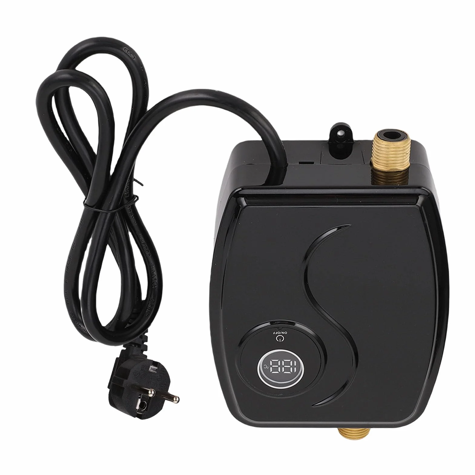Eujgoov Podgrzewacz Wody 3000W, Mosiężny Wlot i Wylot, Scretarz Dotykowy Mini Podgrzewacz Wody do Domu, łazienki, RV, IPX4, Dotknij 0,04-1.2mpa (Wtyczka UE 220V)