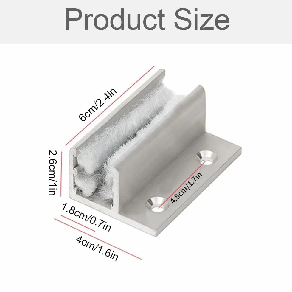 Prowadnica do szklanych drzwi przesuwnych ze stopu aluminium, 2 sztuki, srebrna, nowoczesna, 60 mm x 58 mm x 26 mm, grubość szkła 10-12 mm, prowadnica podłogowa do drzwi szklanych